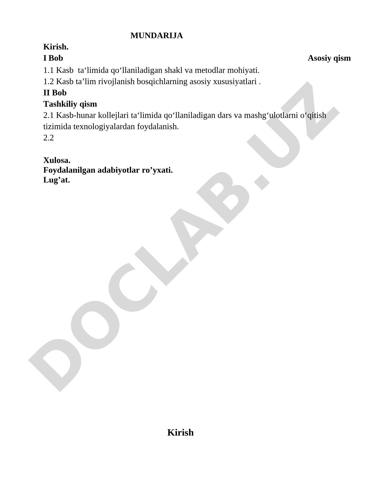 Kasb-hunar ta'limida qo'llaniladigan dars va mashg'ulotlar shakllari, metodlari