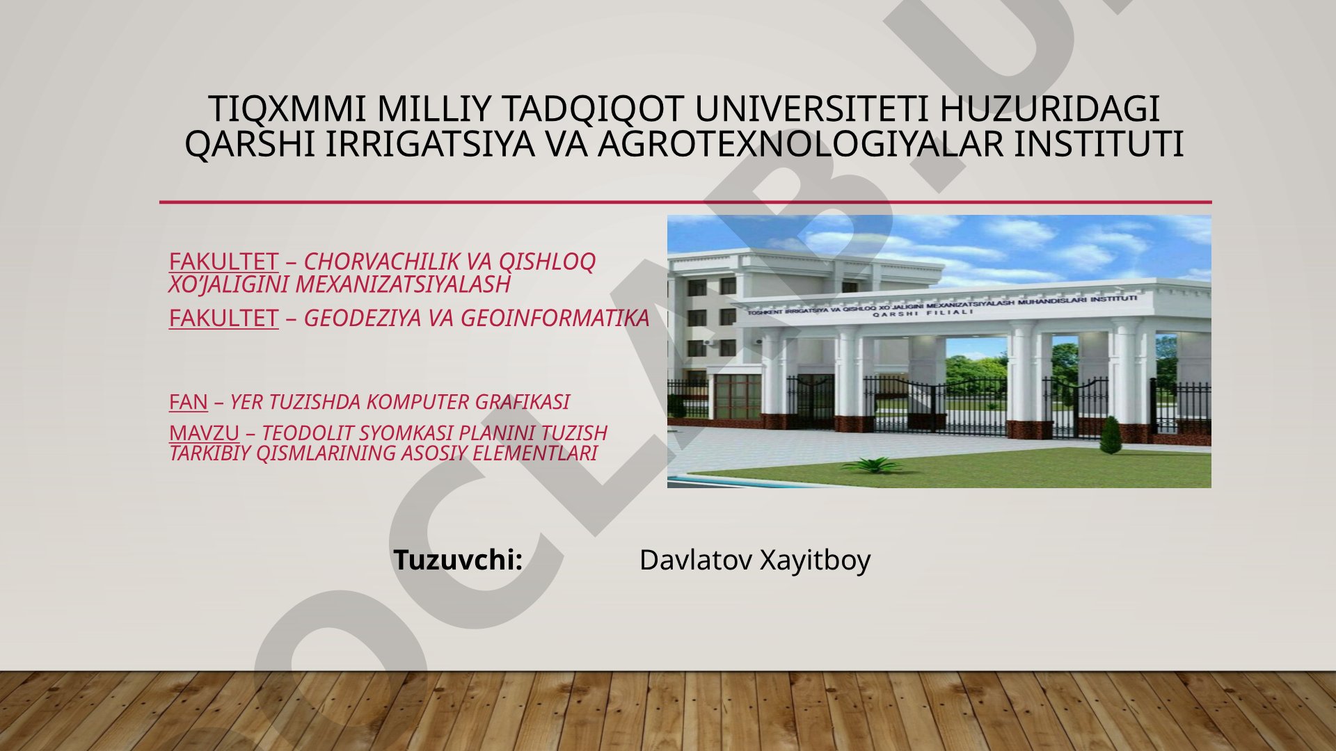 Teodolit syomkasi planini tuzish tarkibiy qismlarining asosiy elementlari