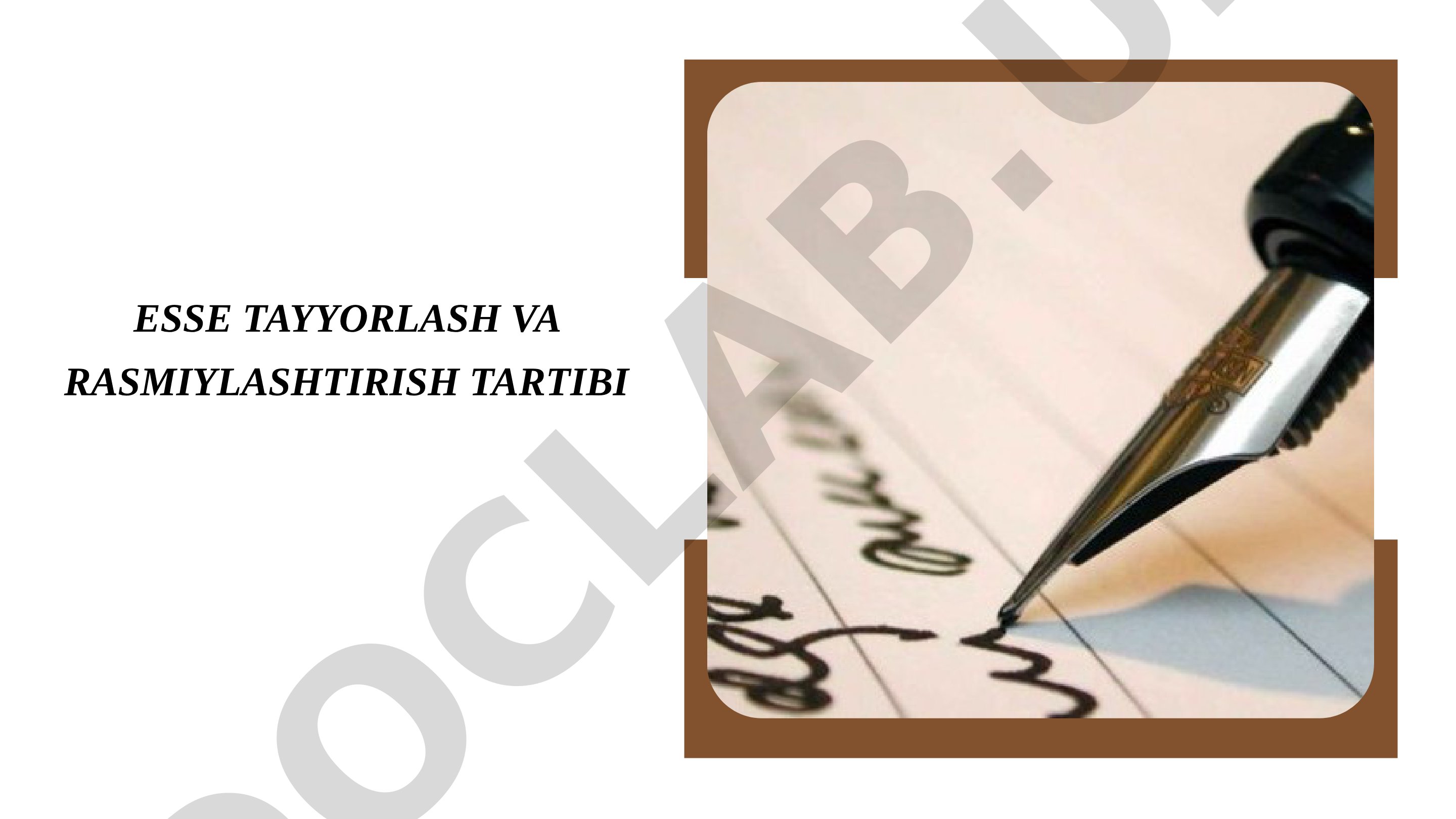 Esse tayyorlash va rasmiylashtirish tartibi