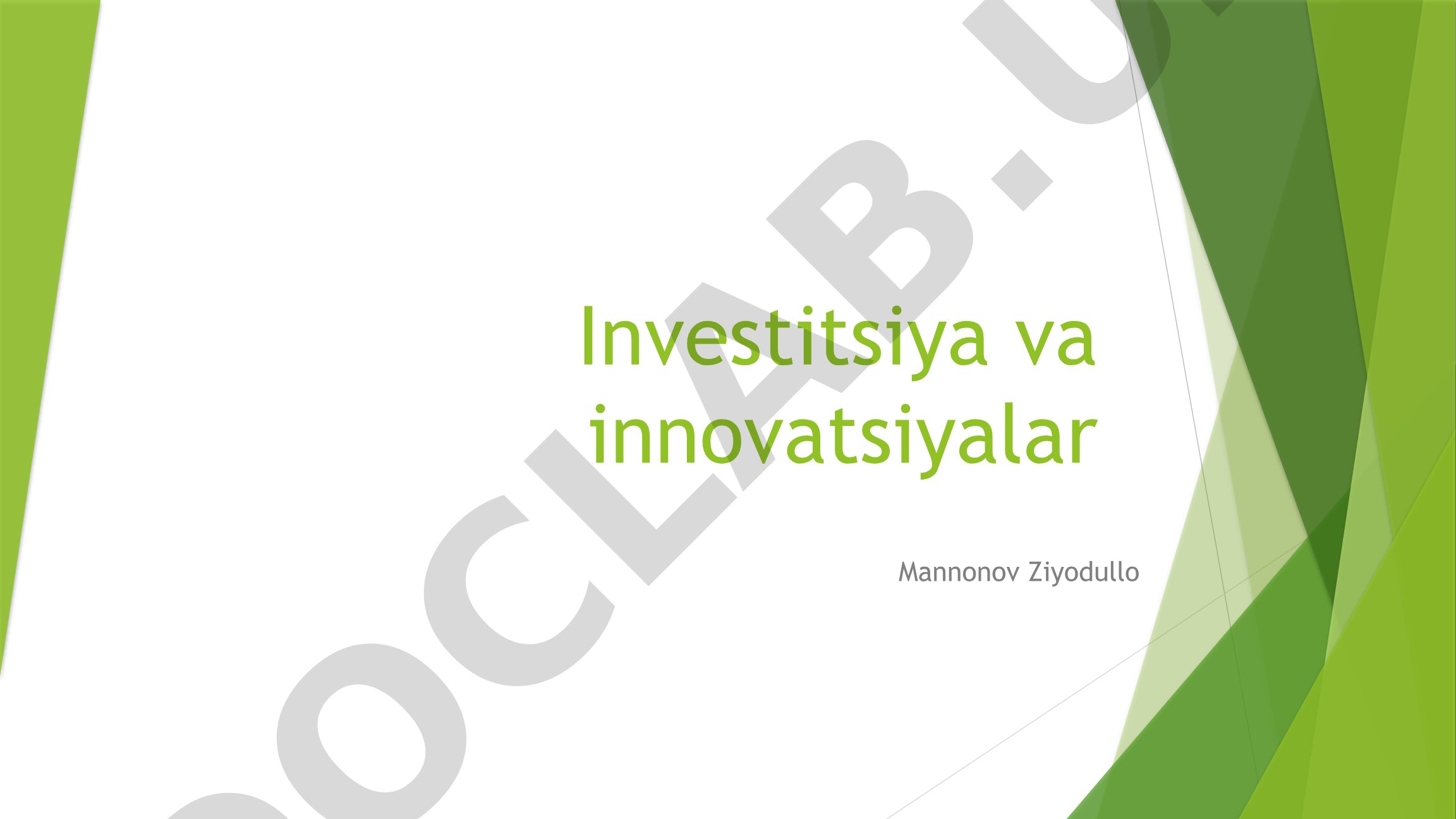 Investitsiya Faoliyatini Rivojlantirishning Shartlari