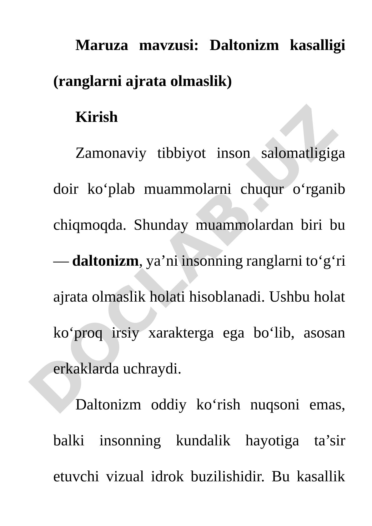 Daltonizm kasalligi (ranglarni ajrata olmaslik)