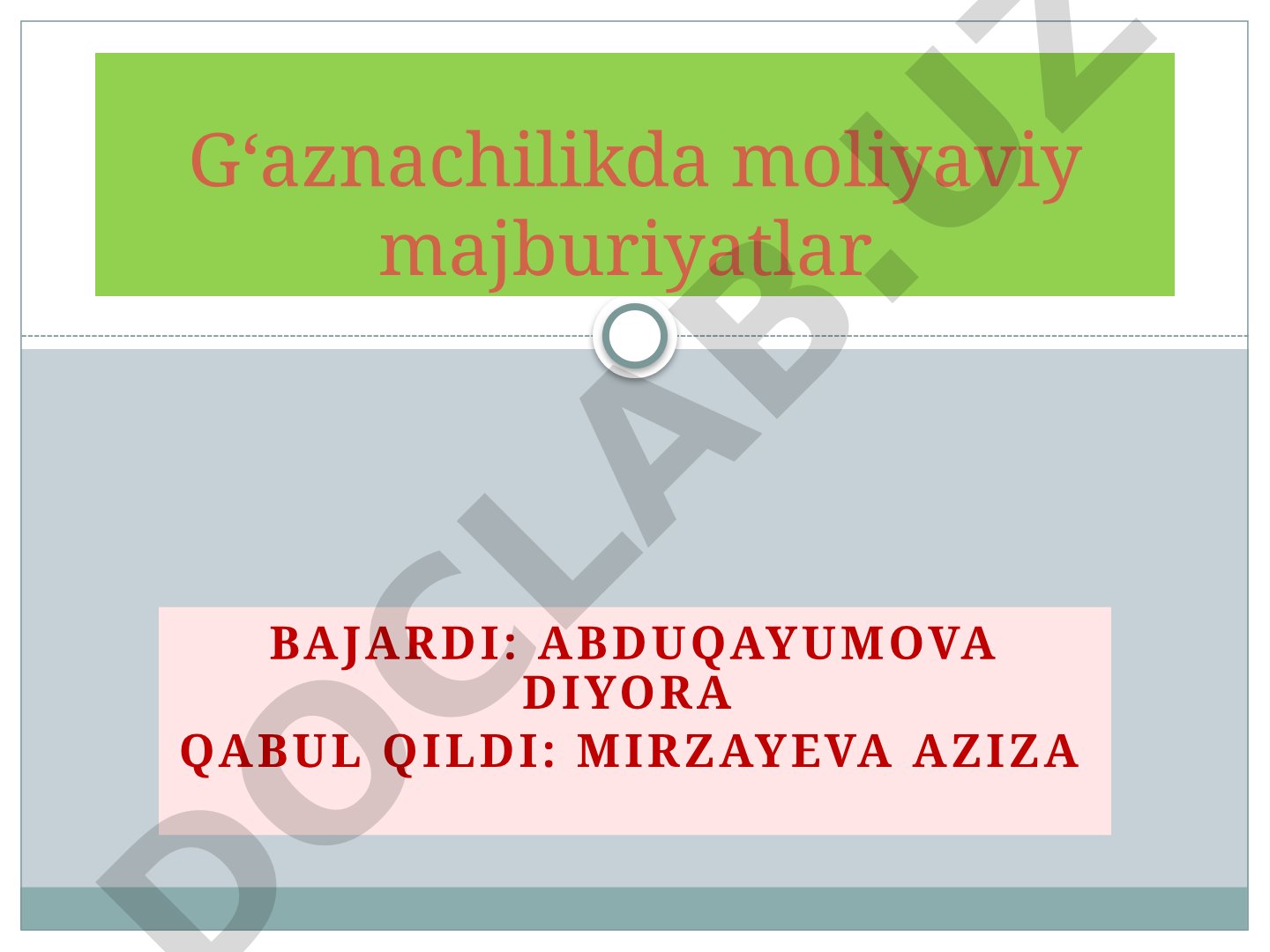 G'aznachilikda moliyaviy majburiyatlar
