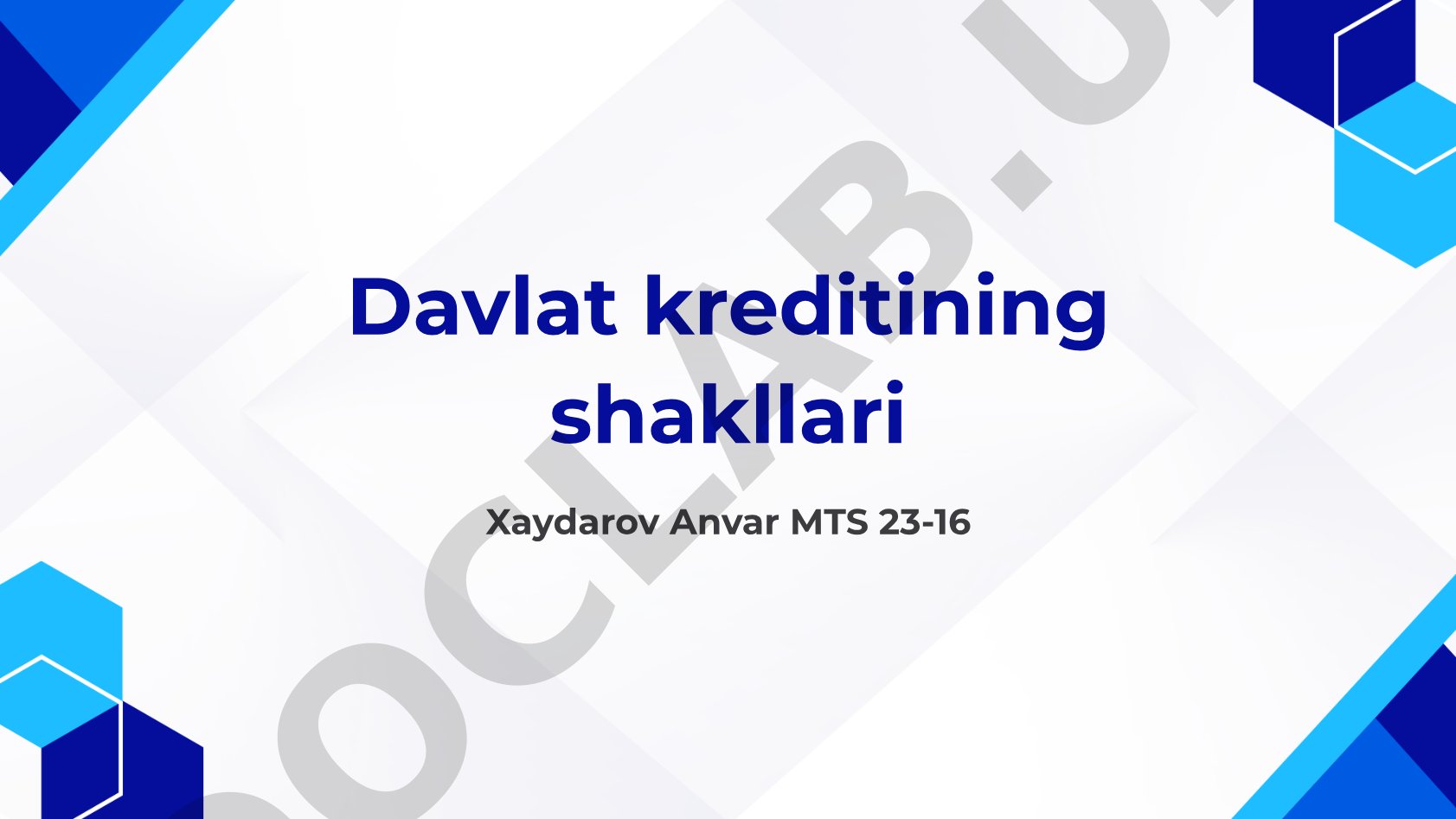 Davlat kreditining shakllari