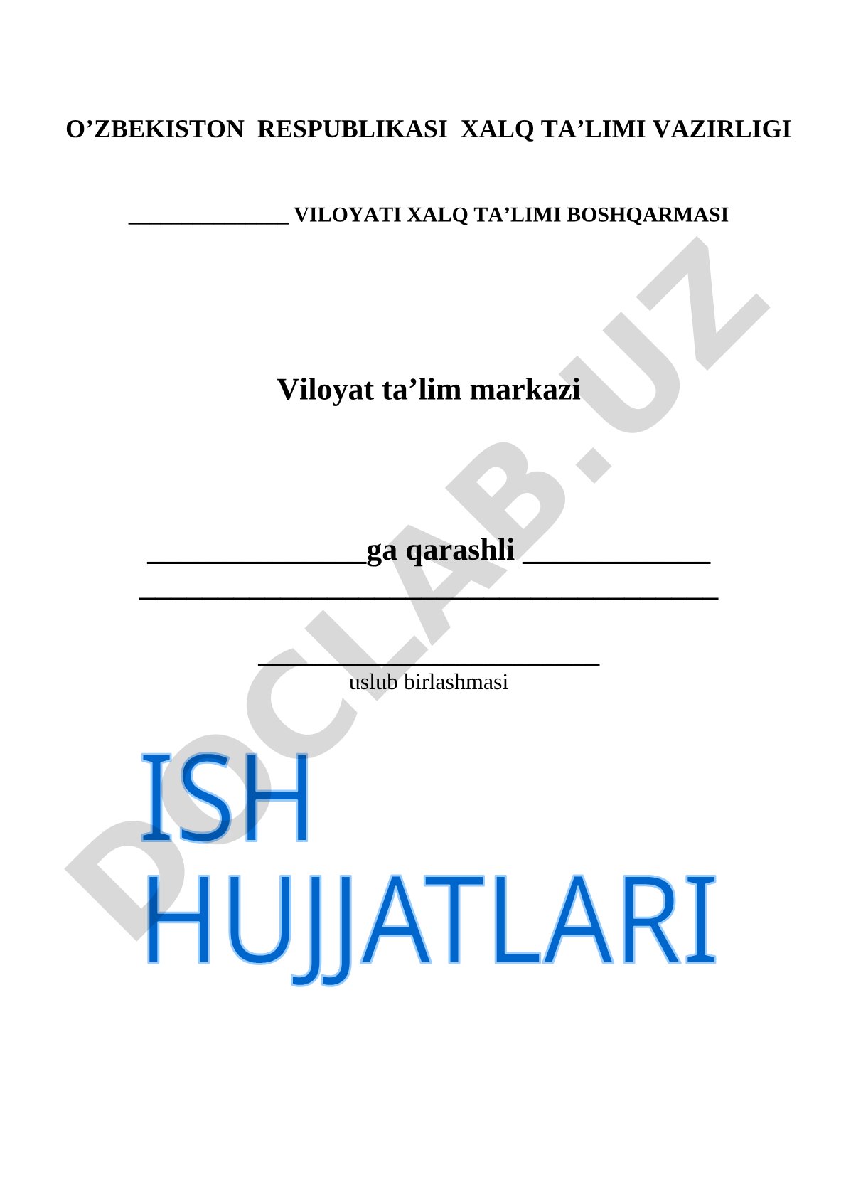 Metodbirlashma ish yuritish ko'rsatmasi