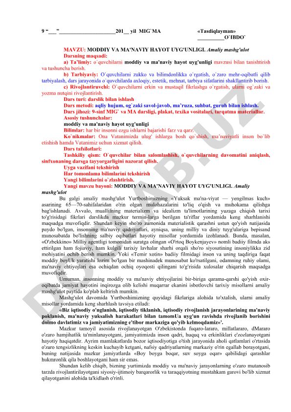 Moddiy va ma'naviy hayot uyg'unligi