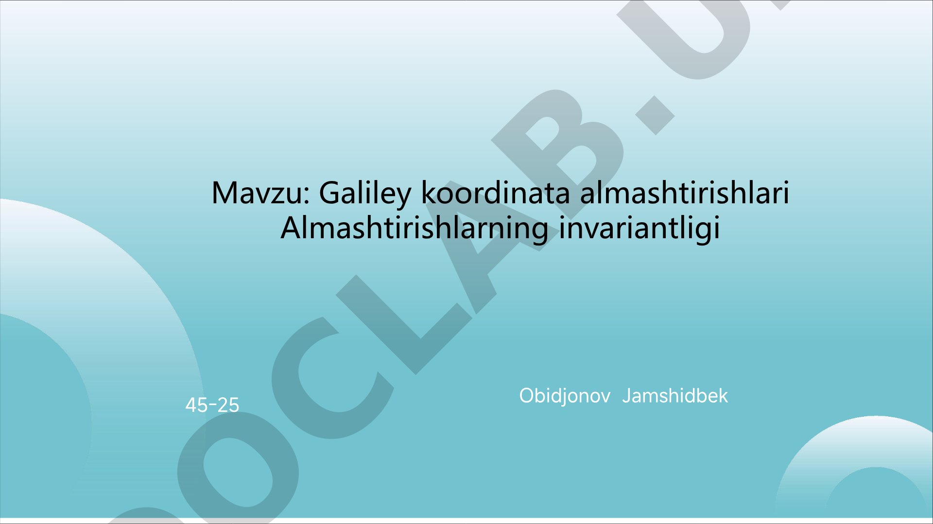 Galiley koordinata almashtirishlari