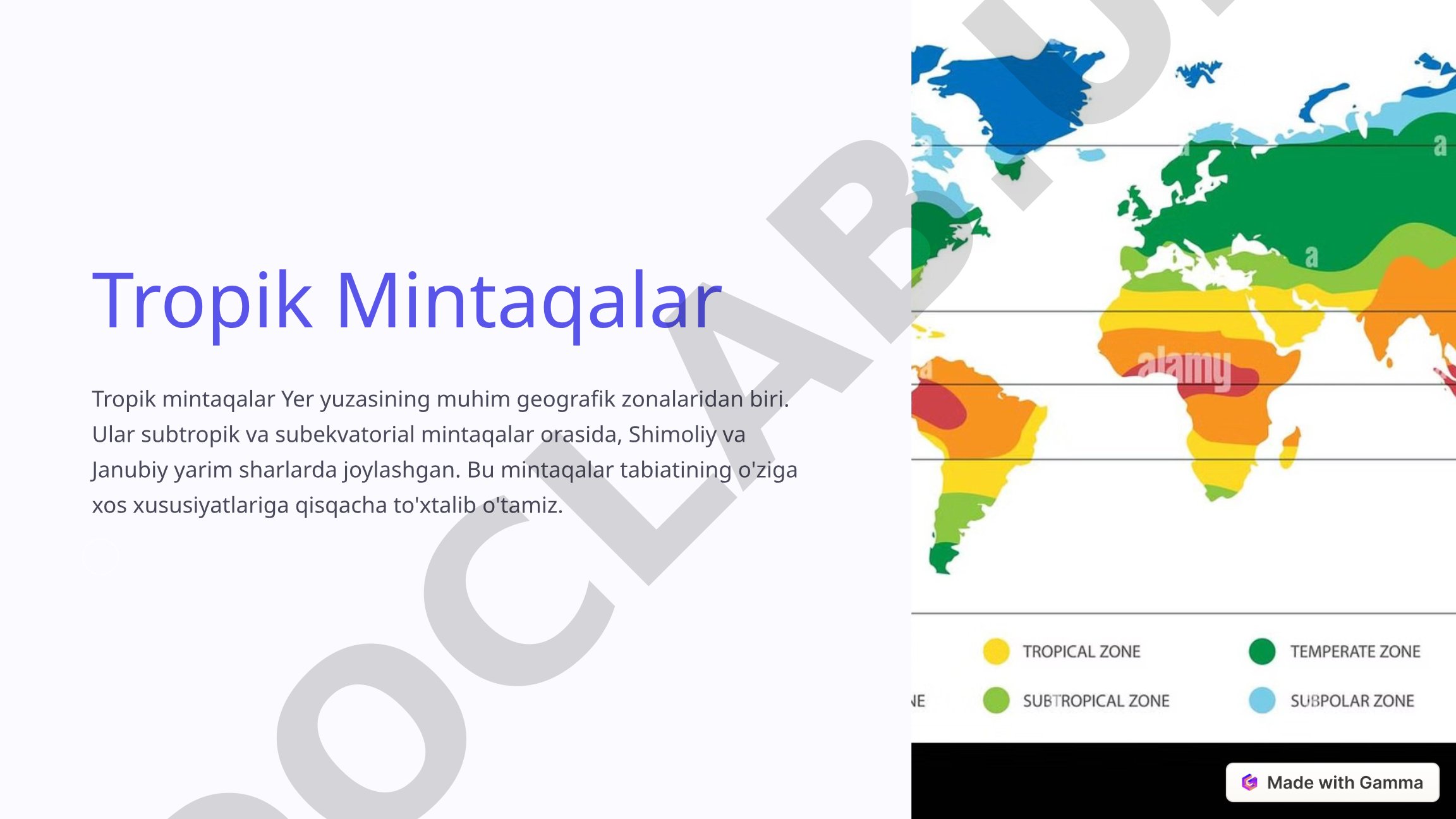 Tropik mintaqalarning iqlimi, landshaftlari va o'simlik dunyosi