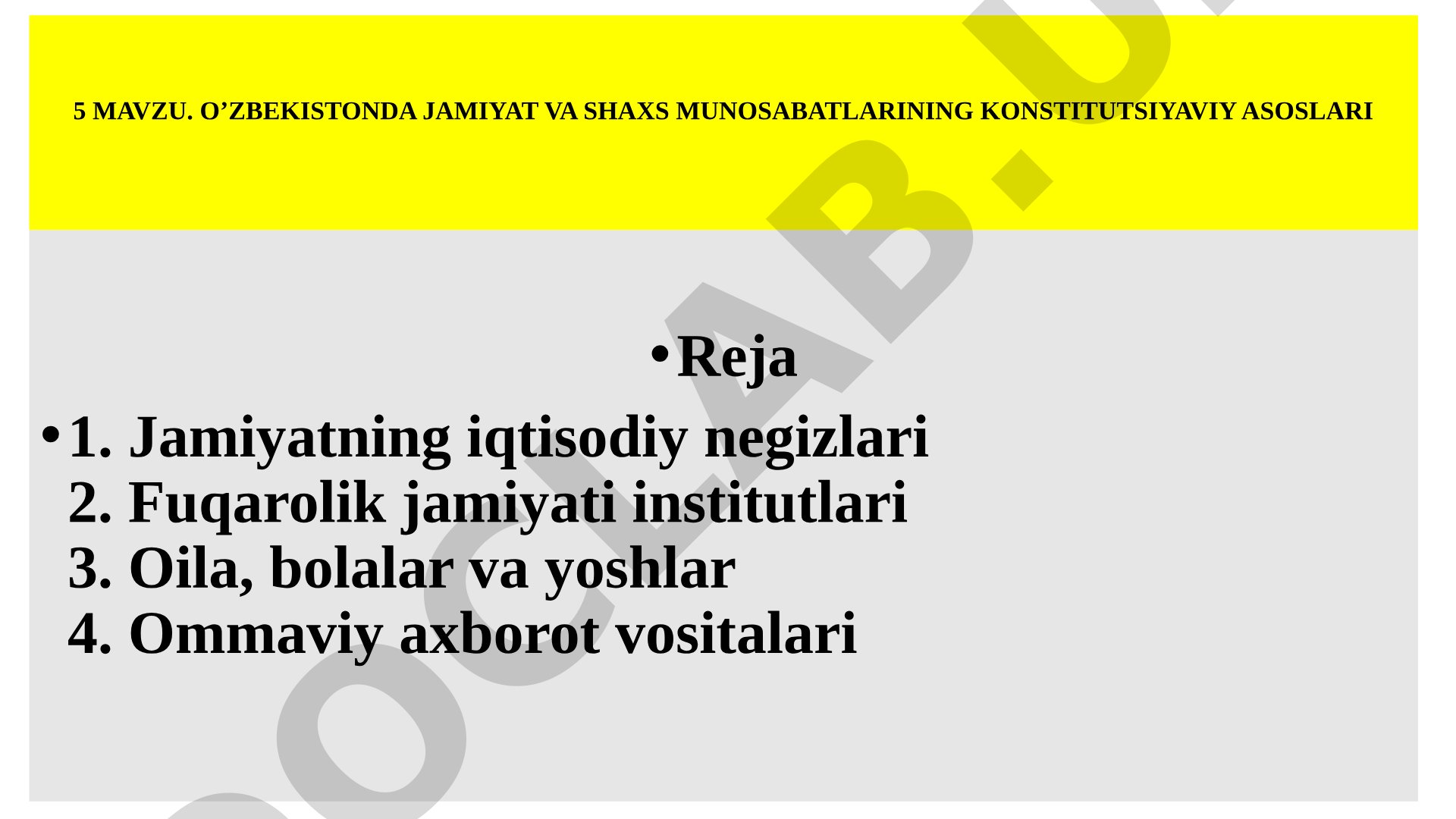 O'zbekistonda jamiyat va shaxs musobabatlari