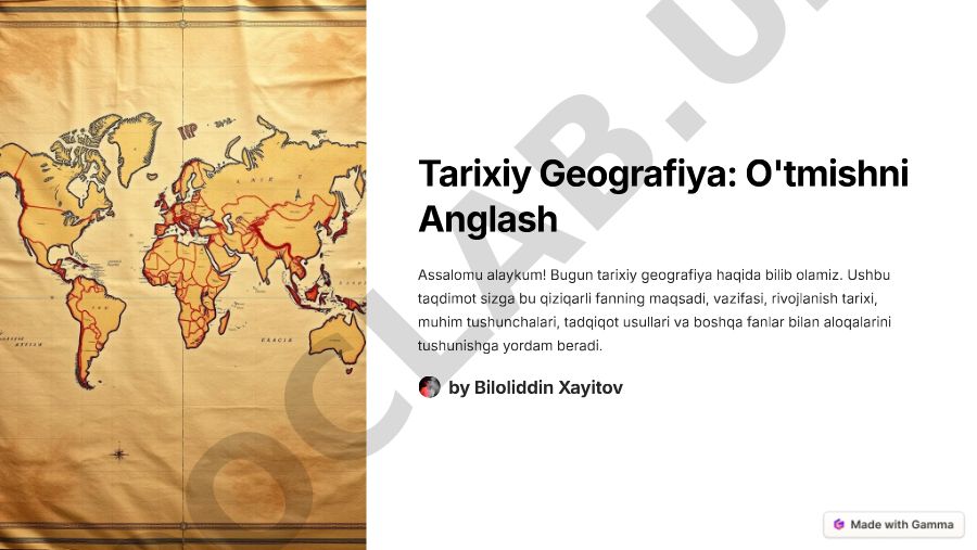 Tarixiy Geografiya: O'tmishni Anglash