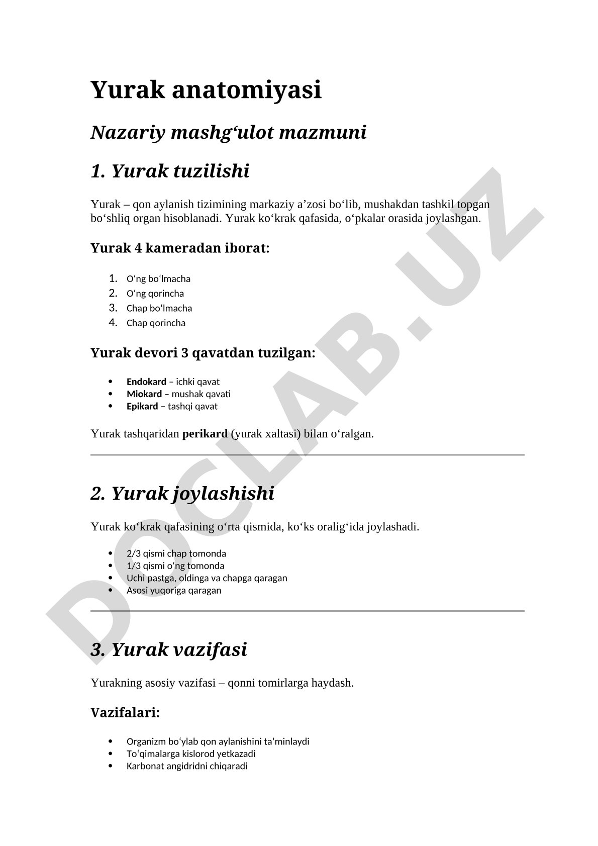 Yurak anatomiyasi