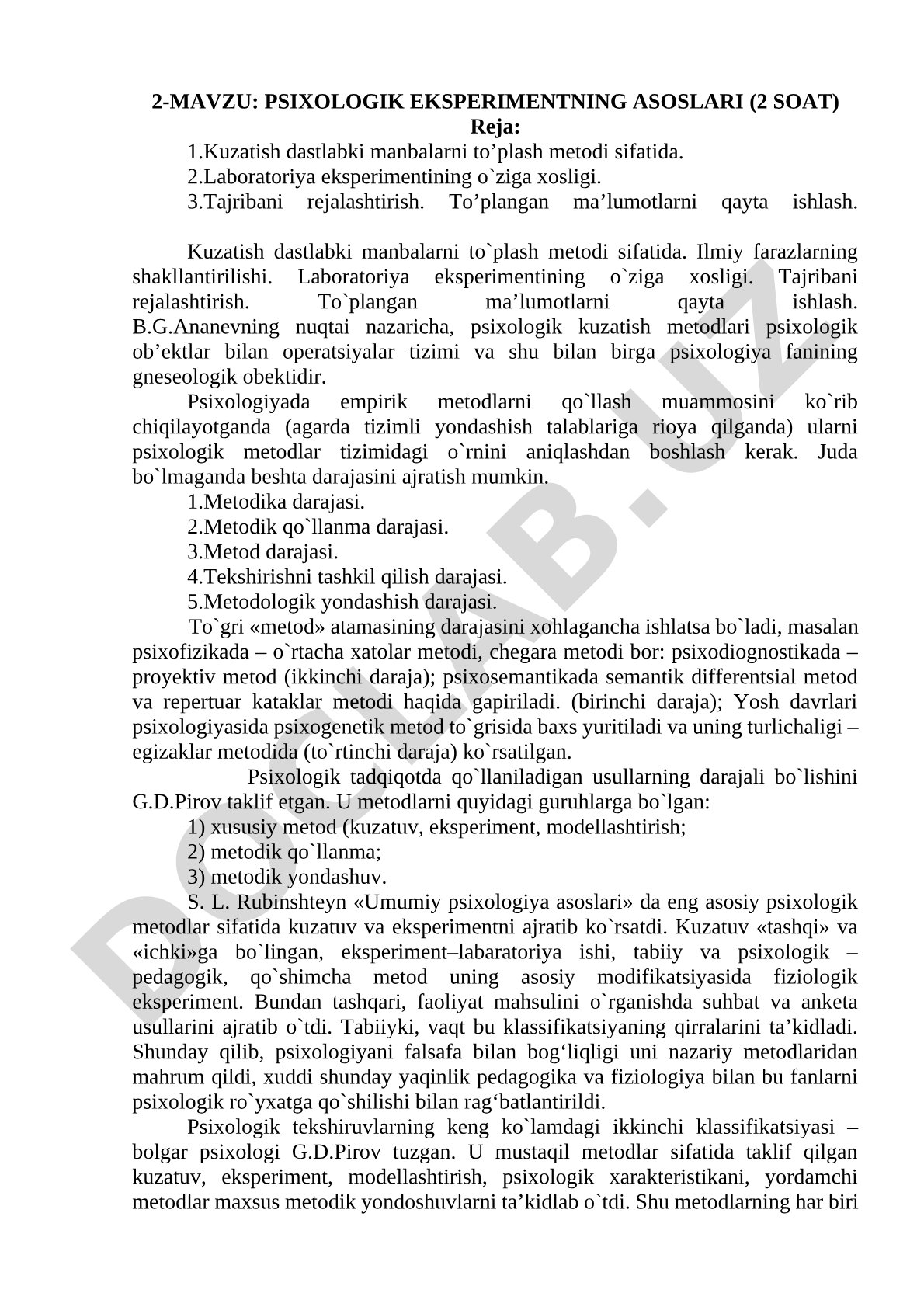 Psixologik eksperimentning asoslari