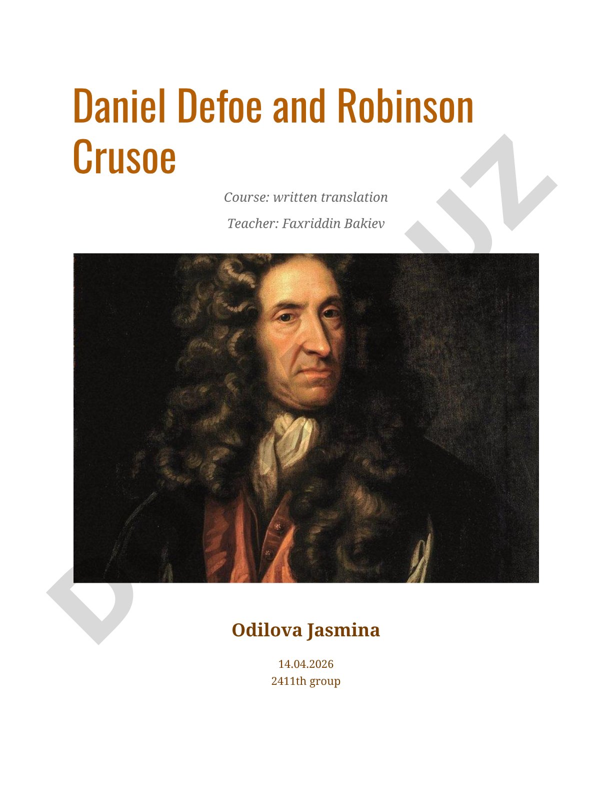 Daniel Defoe and Robinson Crusoe