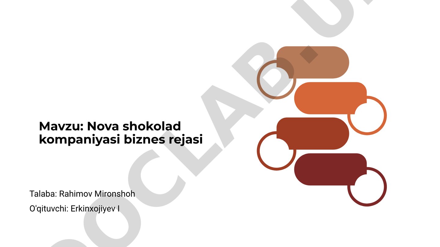 Nova shokolad kompaniyasi biznes rejasi