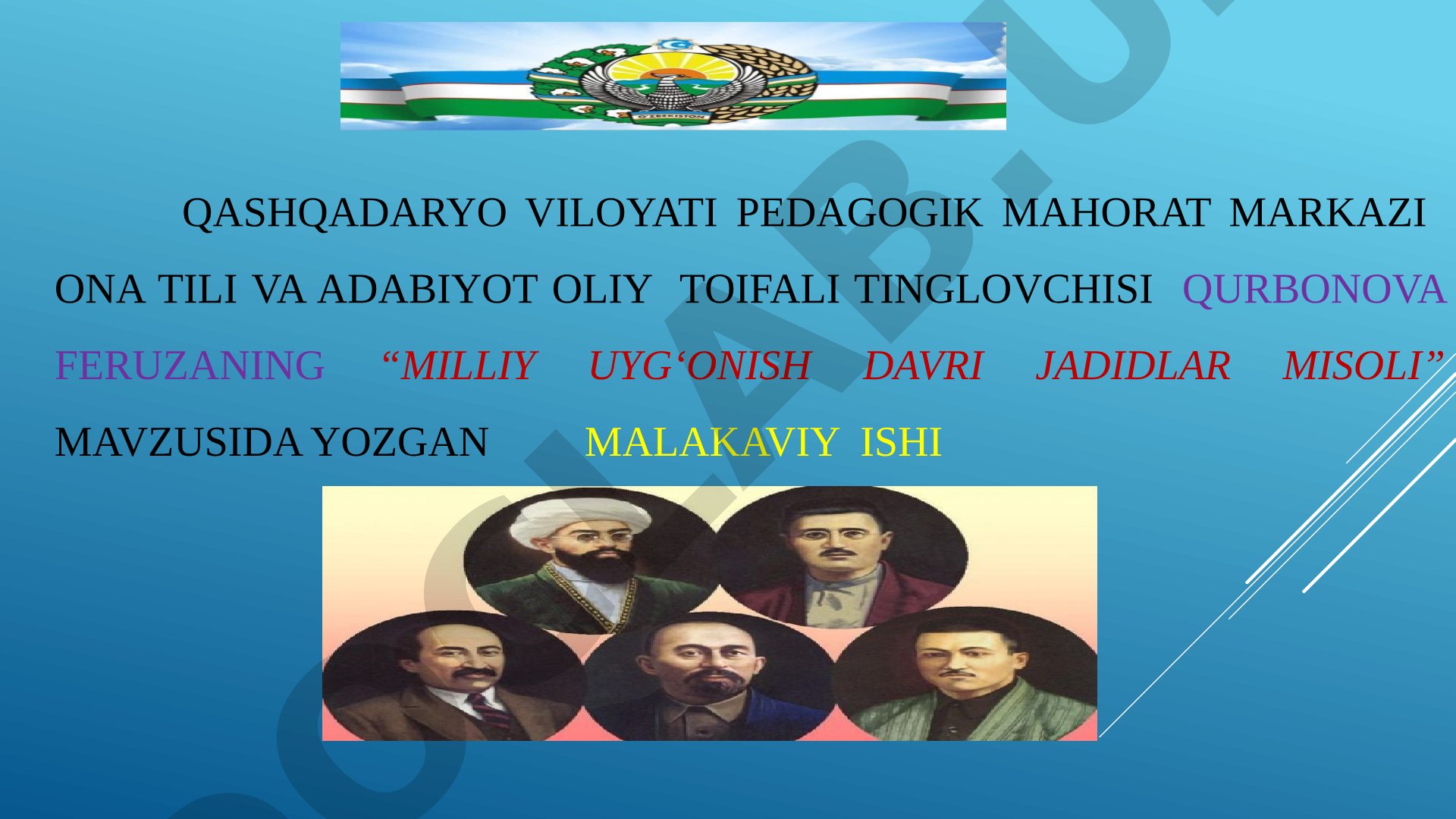 Milliy uyg'onish davri jadidlar misoli