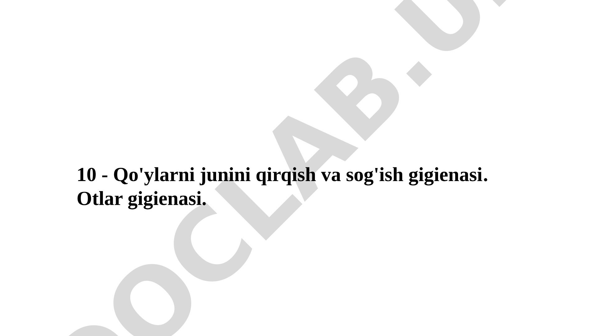 Qo'ylarni junini qirqish va sog'ish gigienasi. Otlar gigienasi.