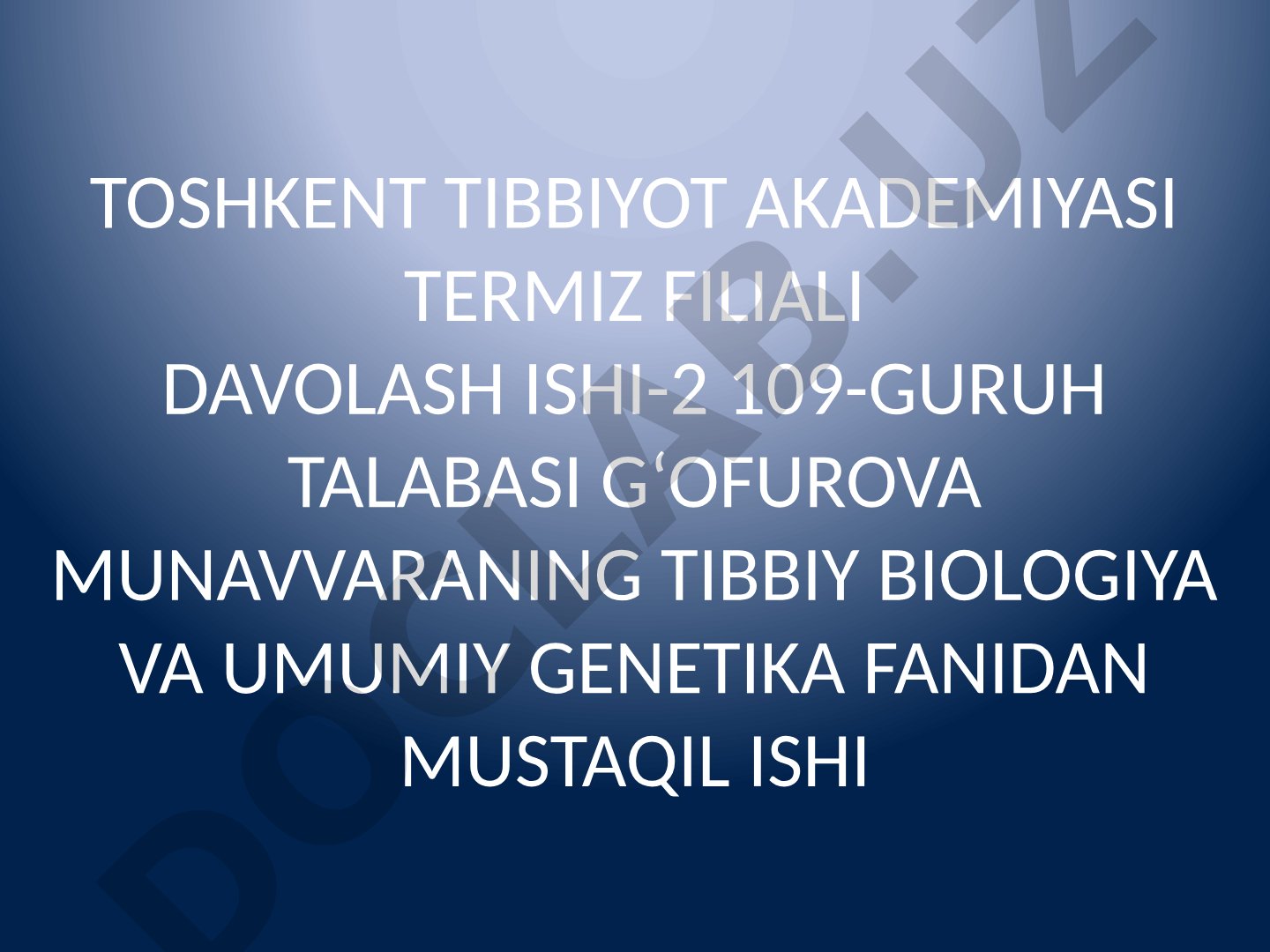 Odam genetikasining o'rganish usullari: sitogenetik, dermatoglifika, biokimyoviy. Prenatal diagnostika