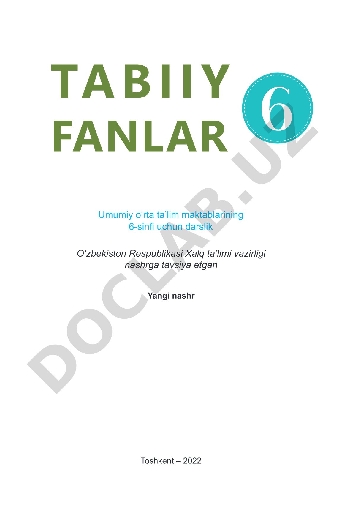 Tabiiy fanlar 6-sinf uchun darslik