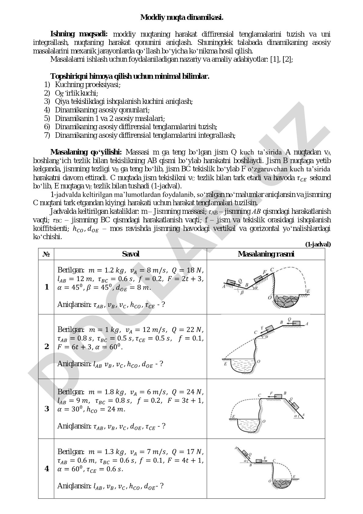 Moddiy nuqta dinamikasi