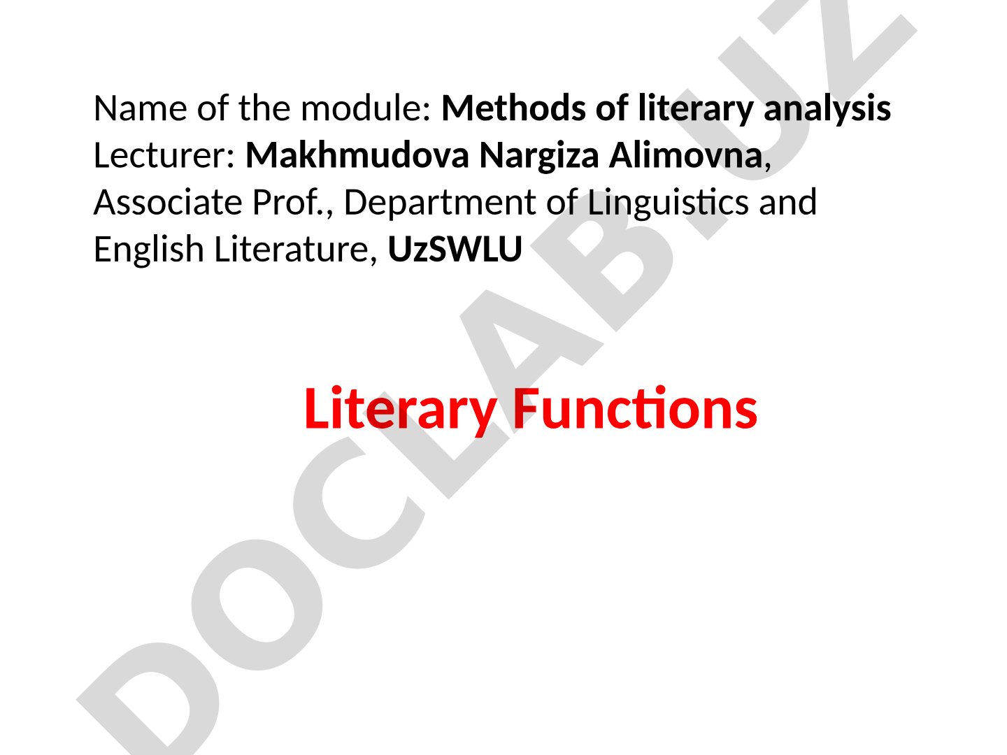Literary Functions and Their Impact