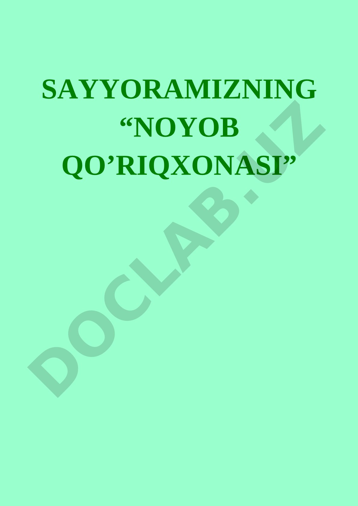 Avstraliyaning noyob qo'riqxonasi
