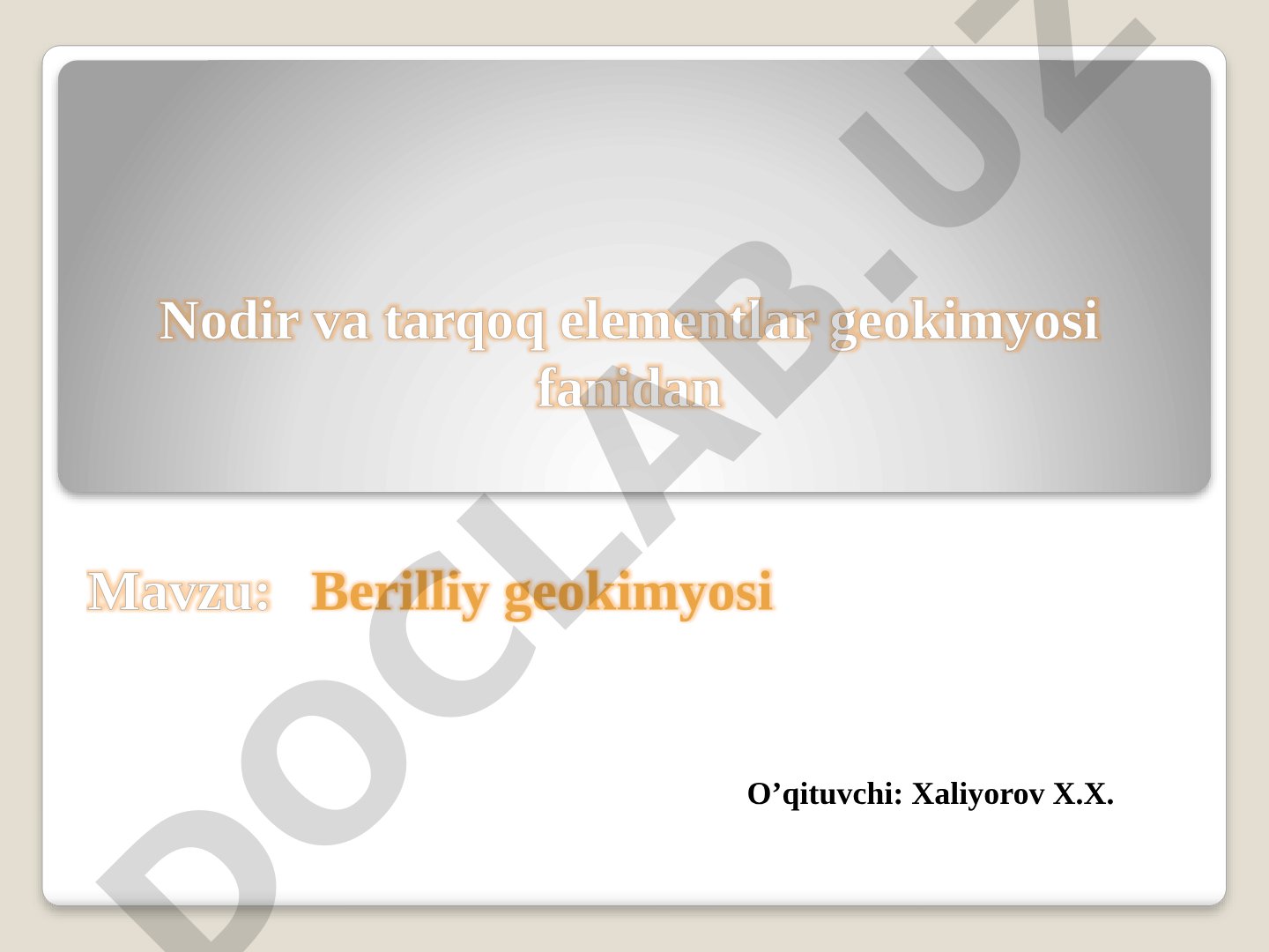 Berilliy geokimyosi