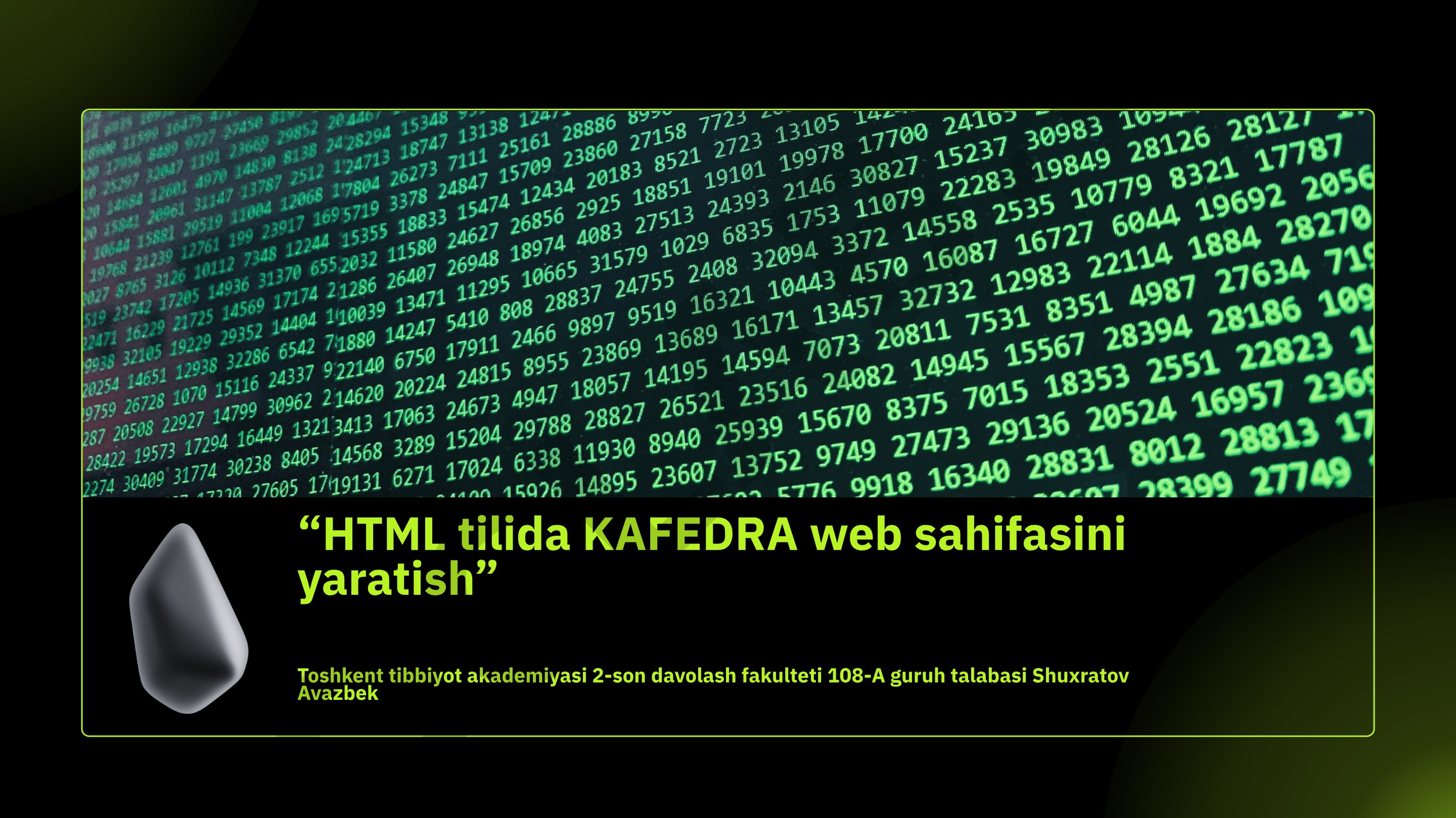HTML tilida KAFEDRA web sahifasini yaratish