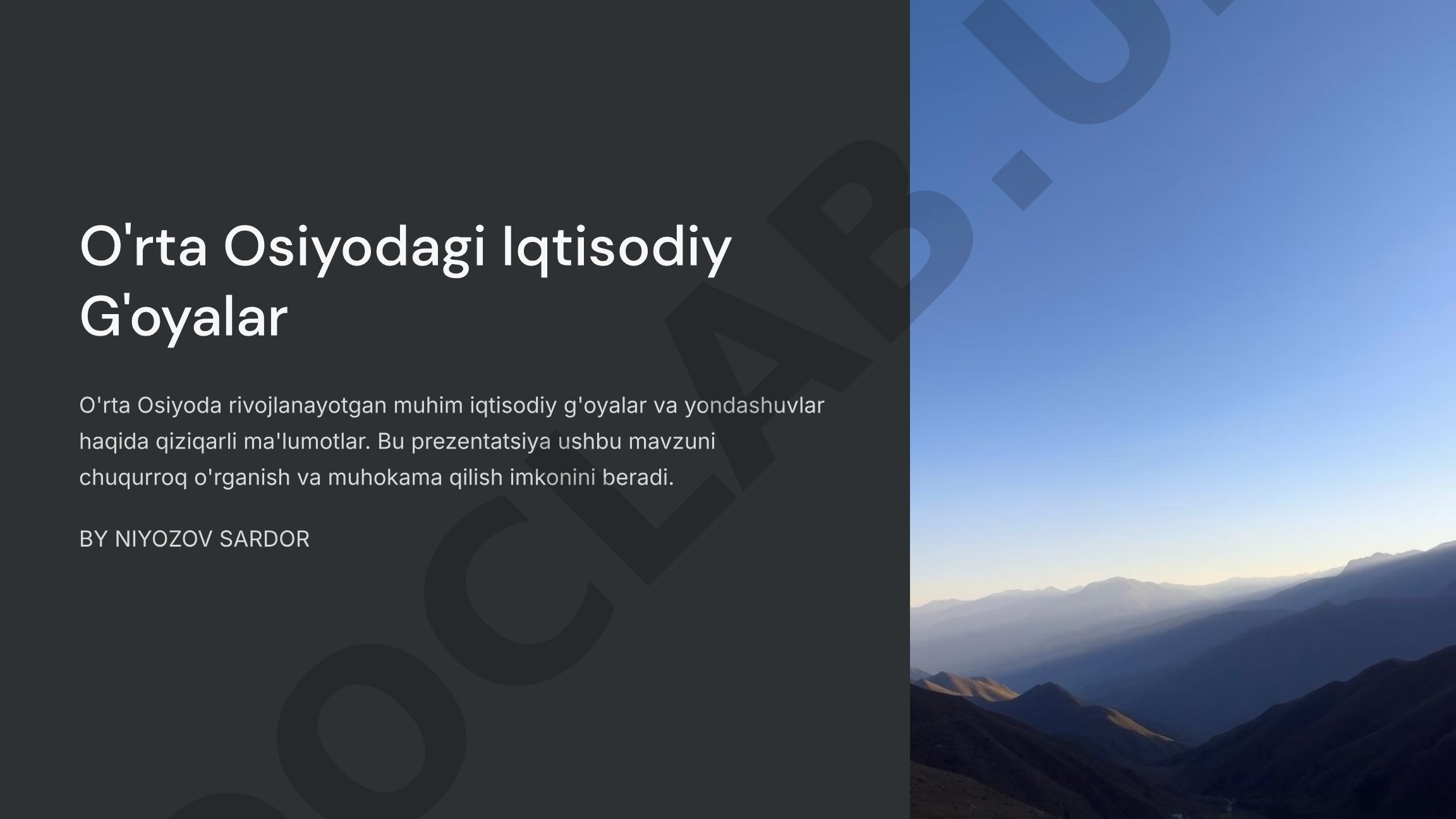 O'rta Osiyodagi Iqtisodiy G'oyalar