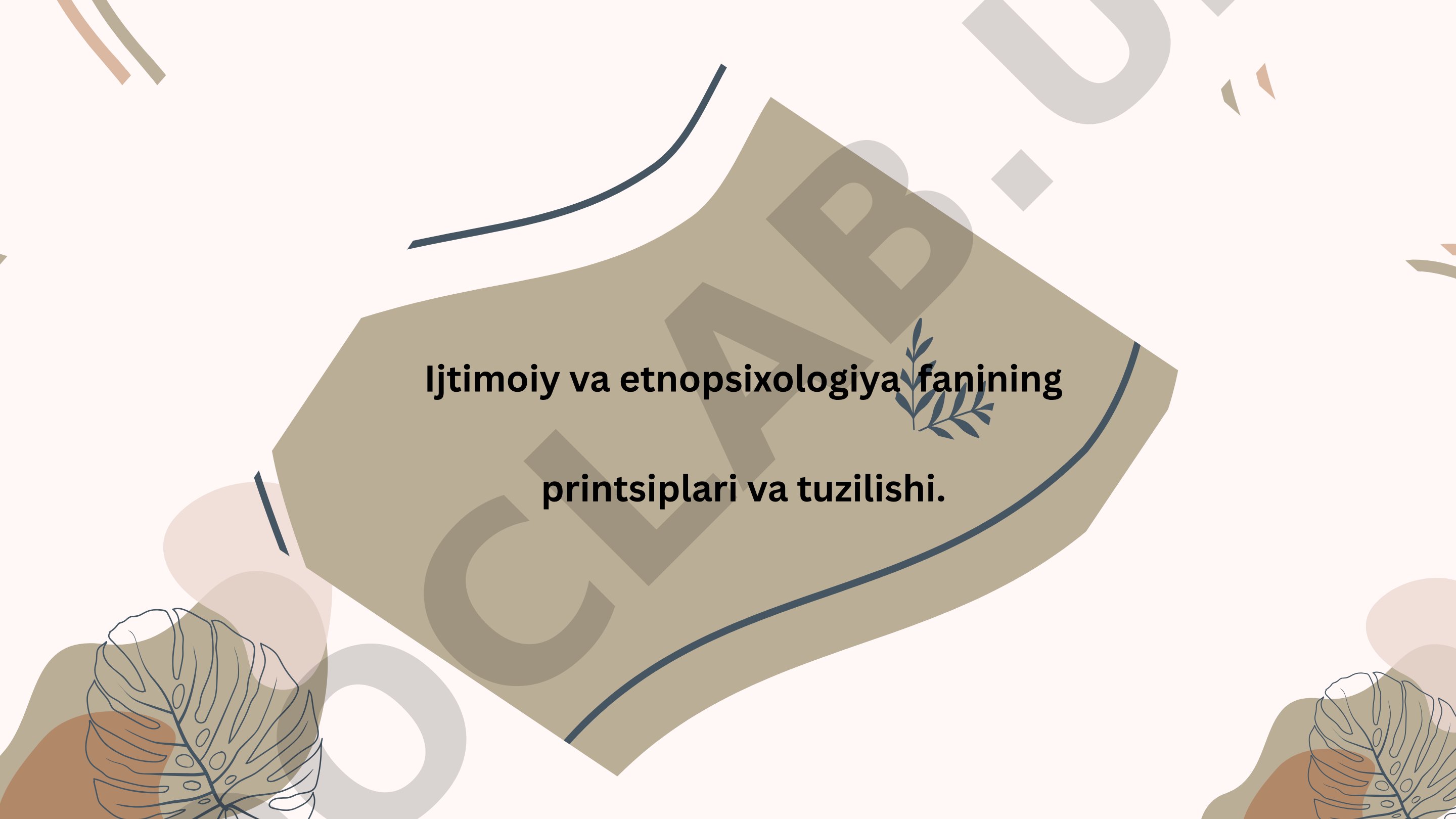 Ijtimoiy va etnopsixologiya fanining printsiplari va tuzilishi