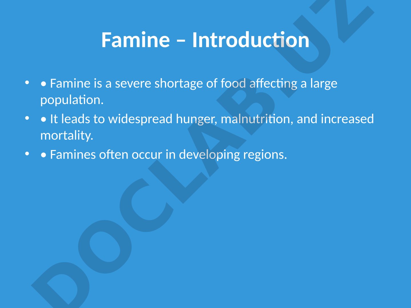 Overview of famine: causes, effects, historical examples, and prevention solutions