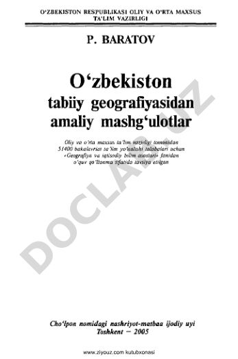 O'zbekiston tabiiy geografiyasidan amaliy mashg'ulotlar