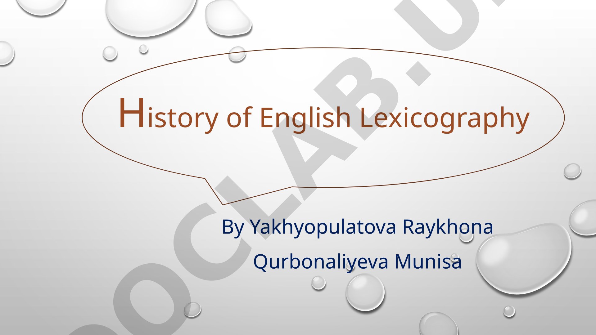 History of English Lexicography