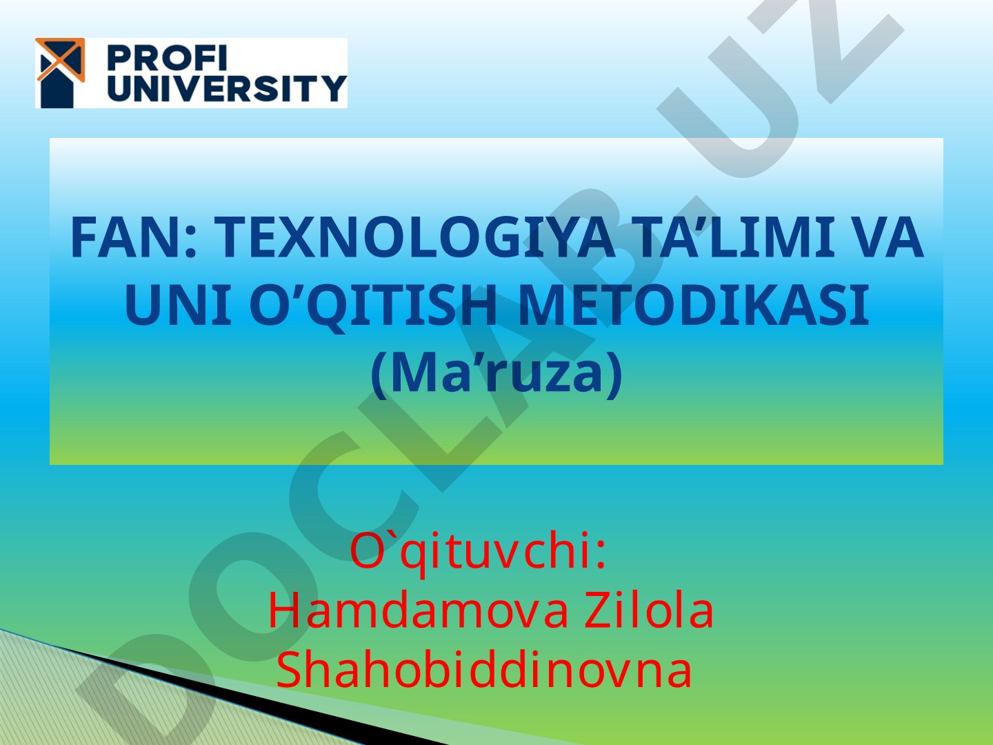 Boshlang'ich sinflarda texnologiya ta'limining maqsad va vazifalari