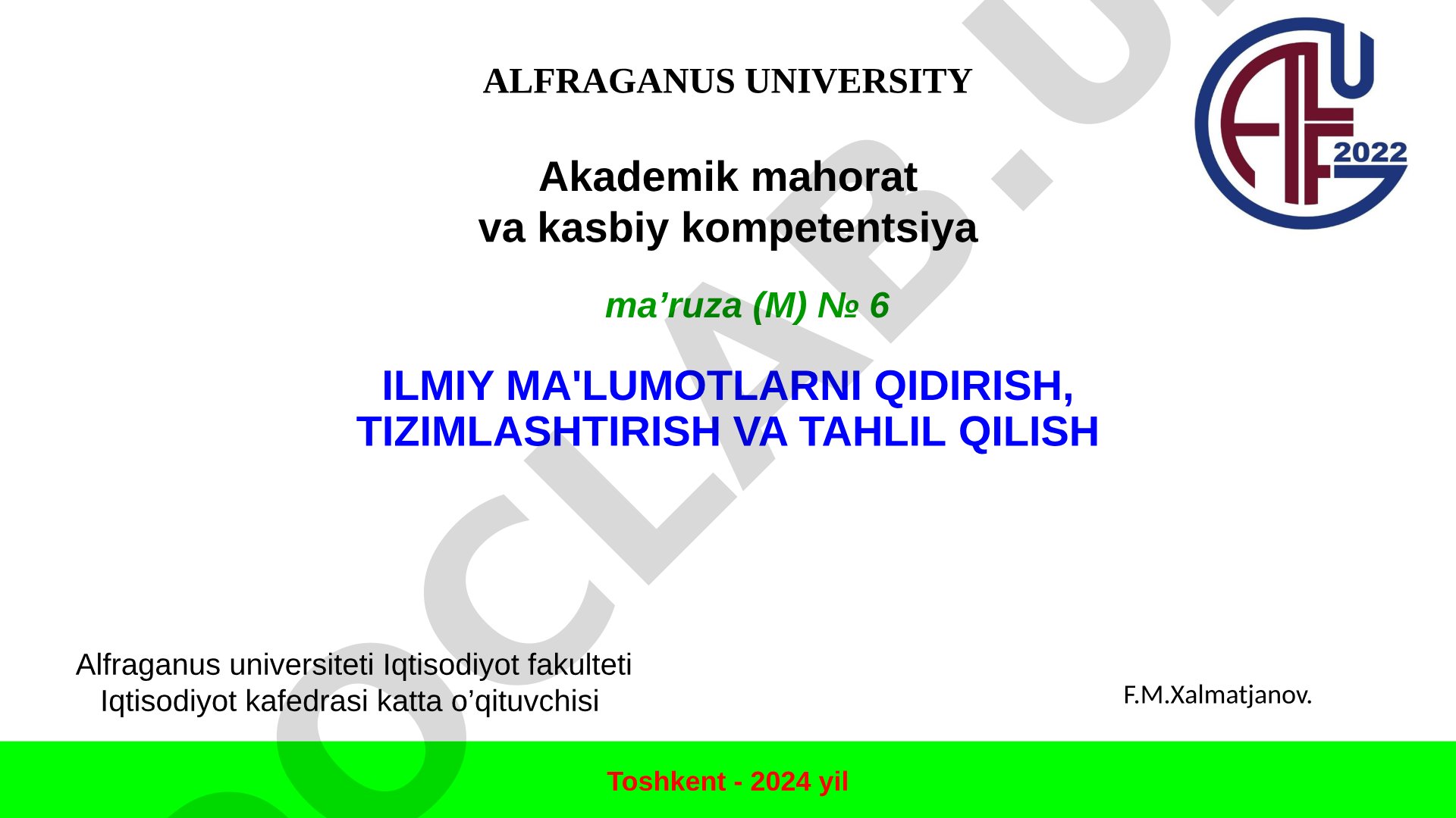 Ilmiy ma'lumotlarni qidirish, tizimlashtirish va tahlil qilish