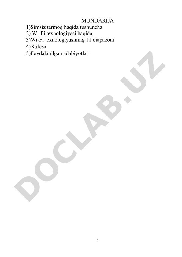 Simsiz tarmoqlar va Wi-Fi texnologiyasi