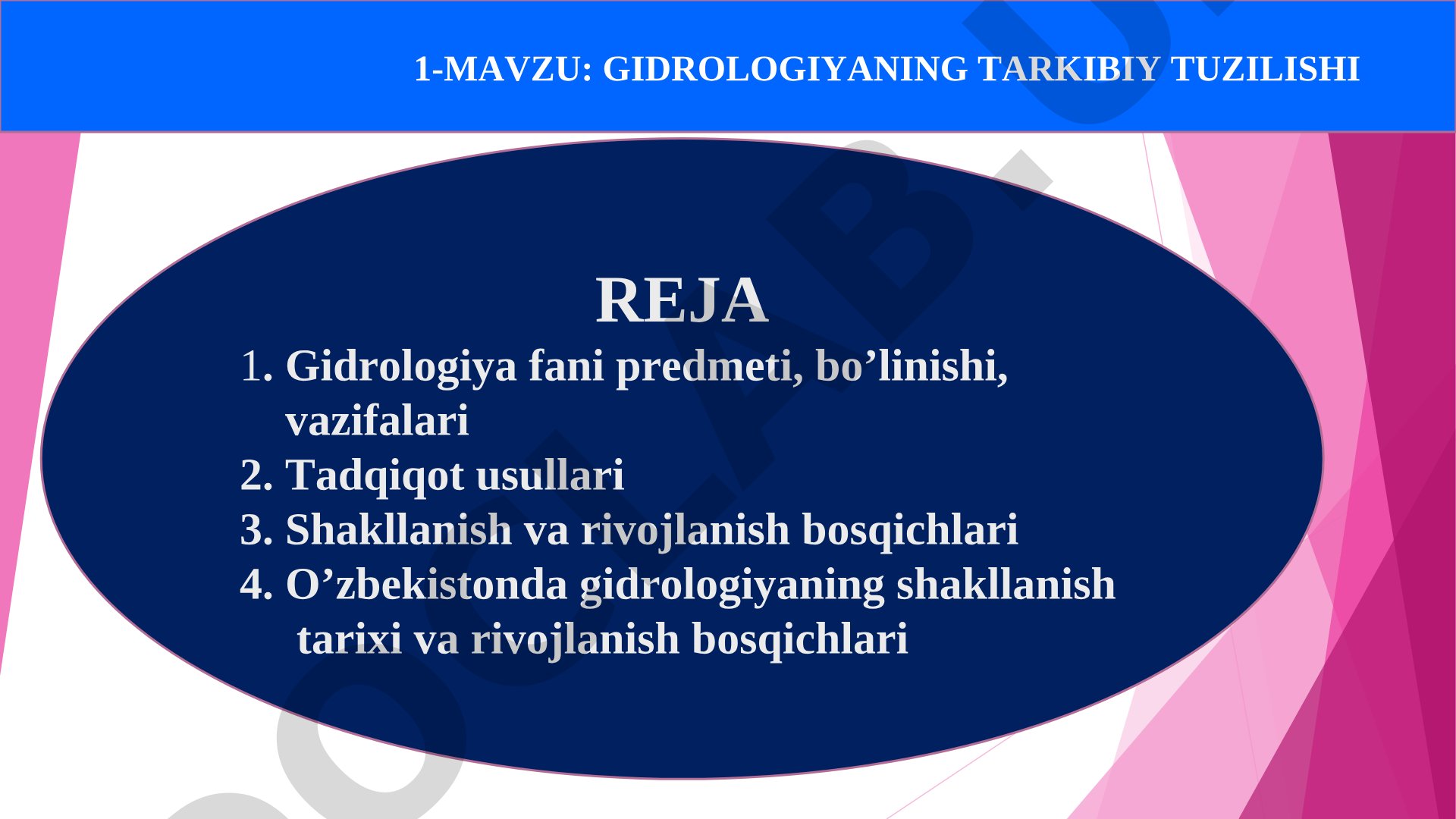 Gidrologiyaning tarkibiy tuzilishi