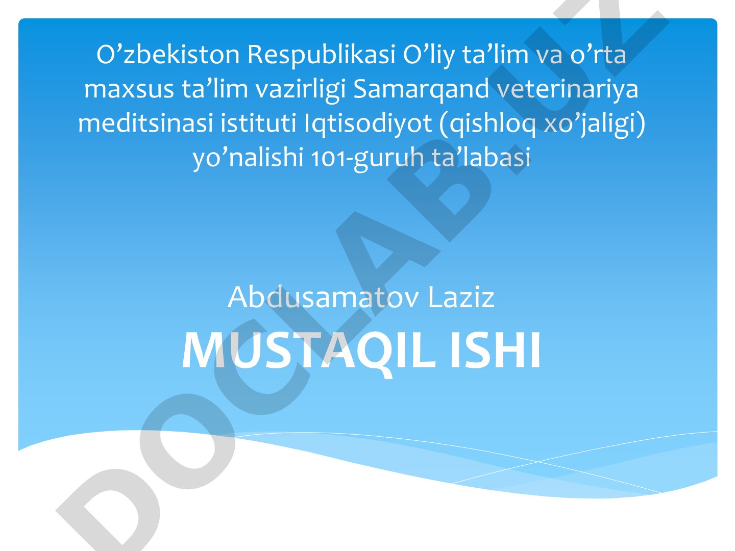 Iqtisodiyot (qishloq xo'jaligi) yo'nalishi
