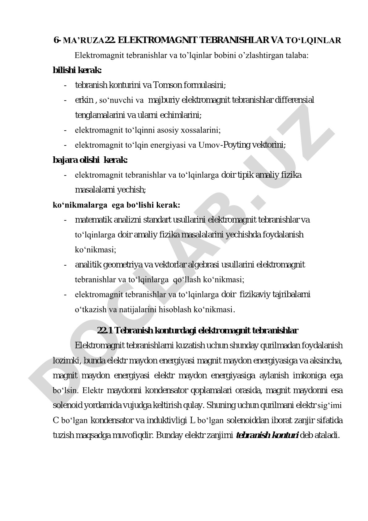 Elektromagnit tebranishlar va to‘lqinlar