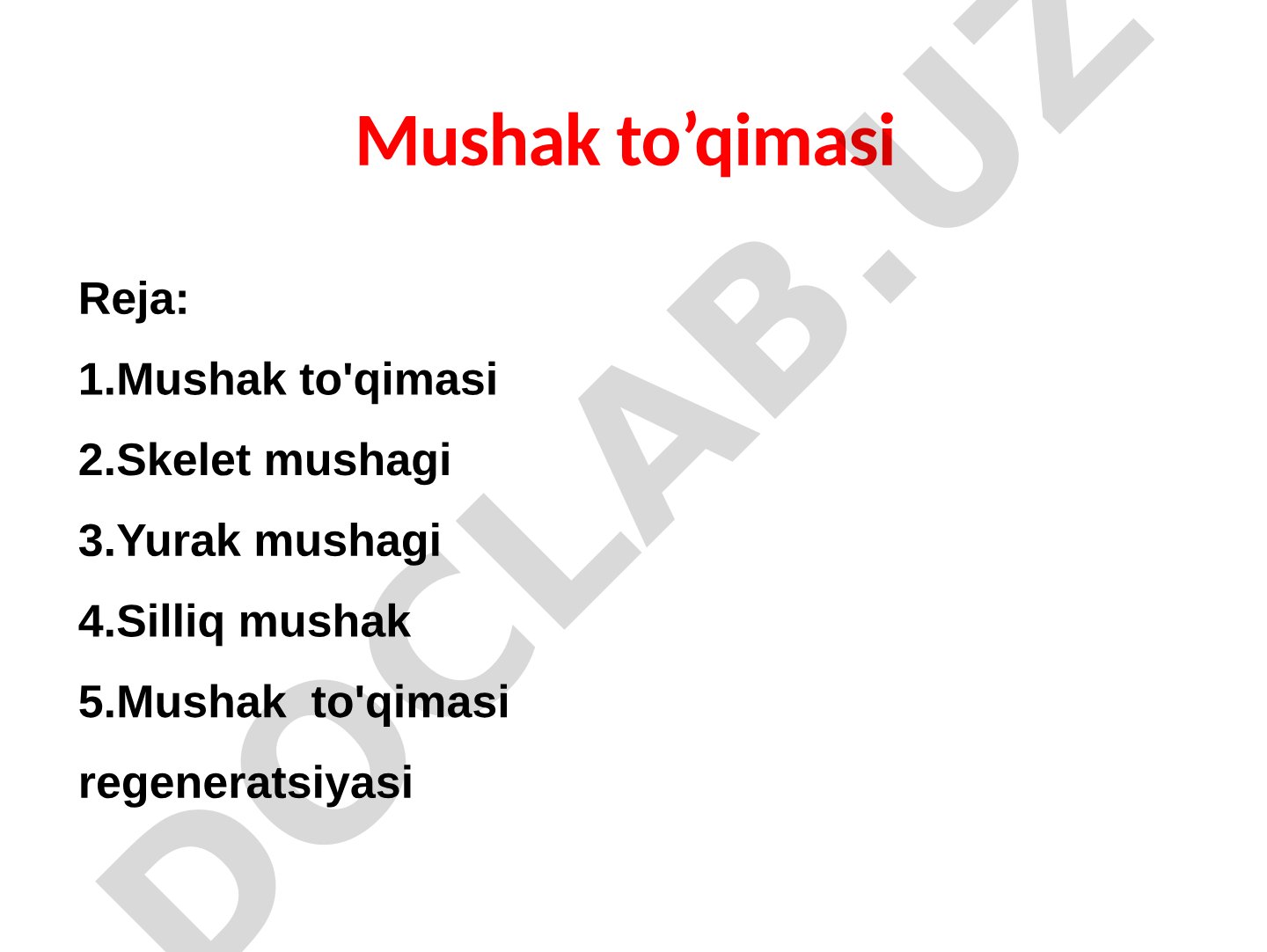 Mushak to'qimasi turlari va tuzilishi