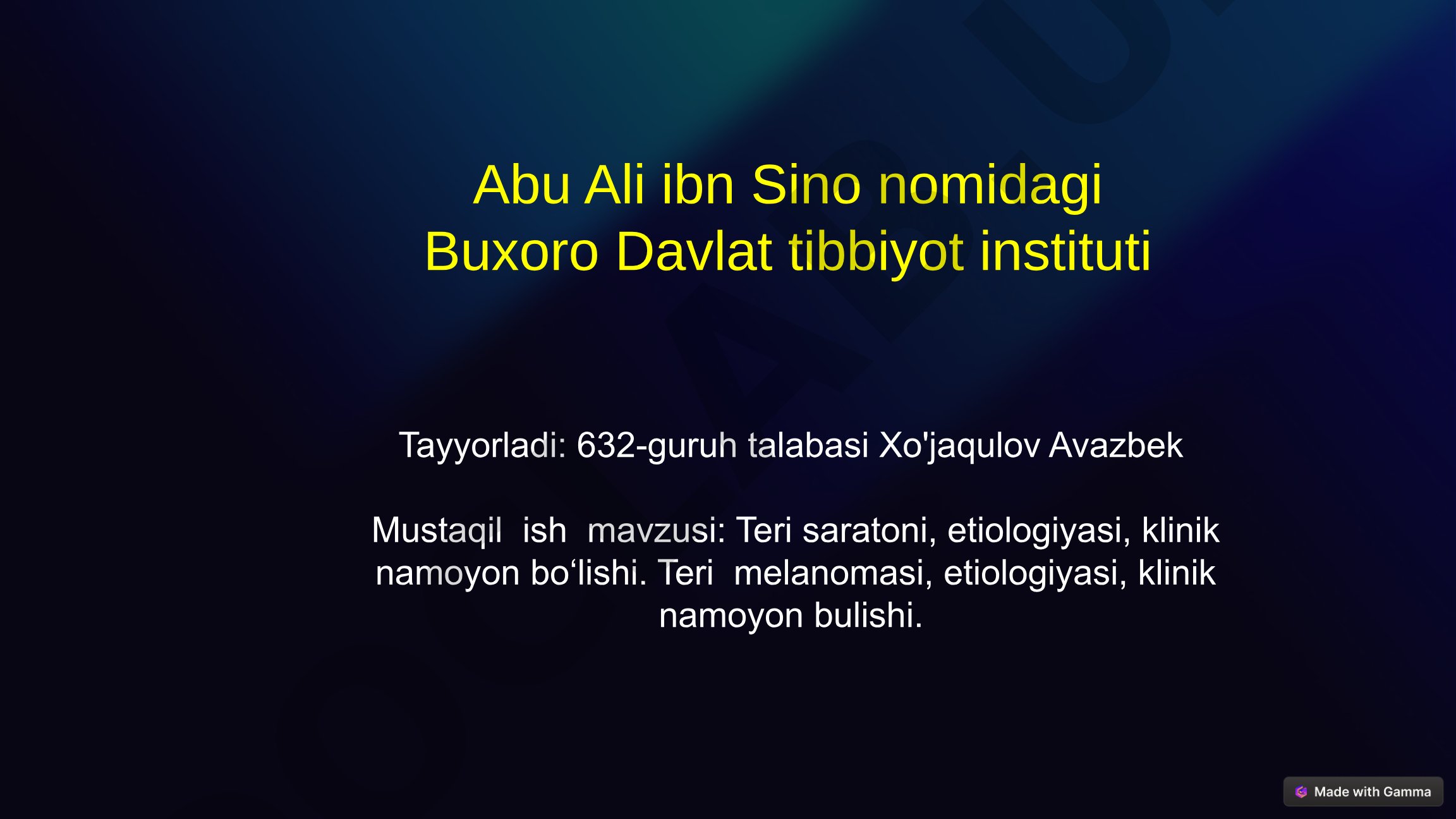Teri saratoni, etiologiyasi, klinik namoyon bo‘lishi. Teri melanomasi, etiologiyasi, klinik namoyon bulishi
