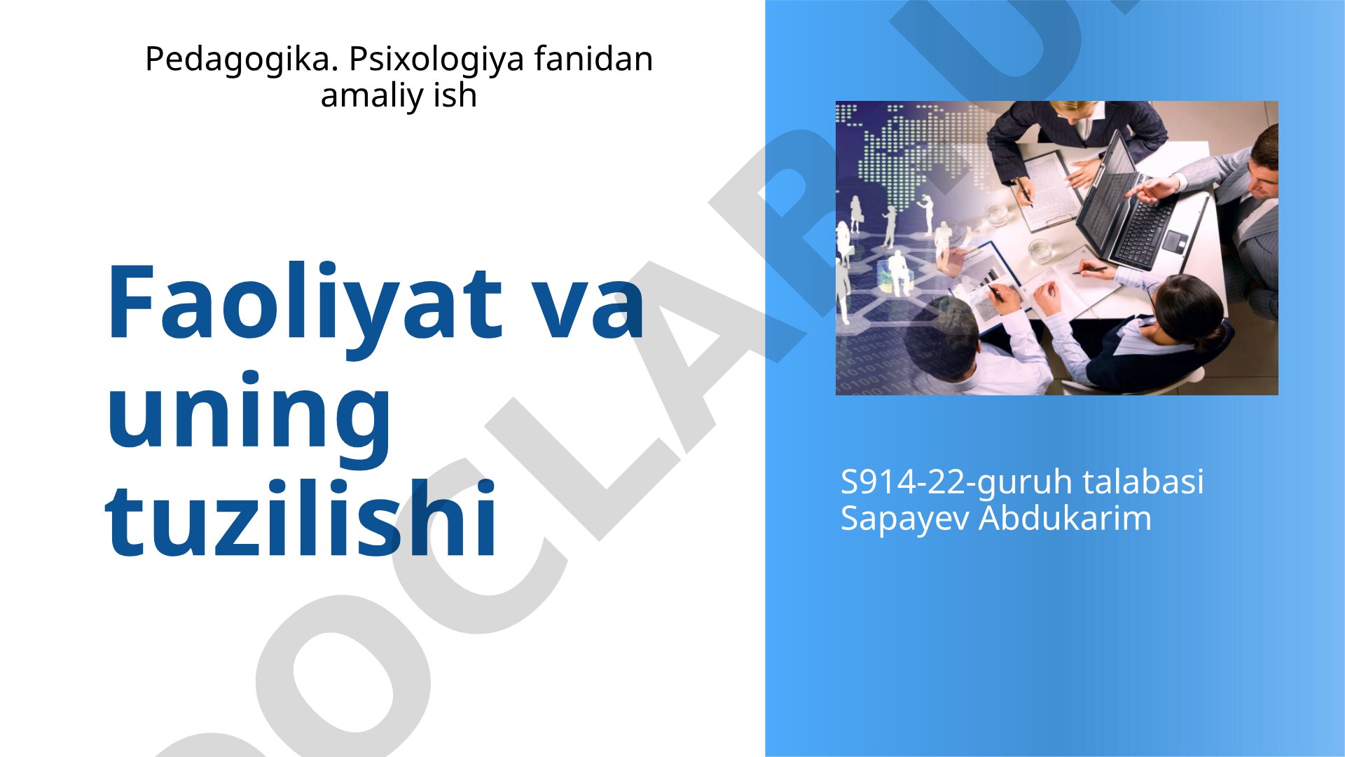 Faoliyat va uning tuzilishi