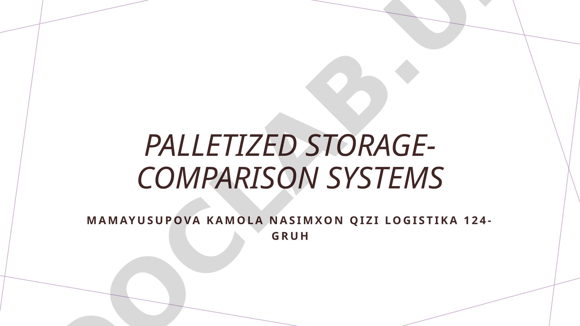 Palletized storage-comparison systems