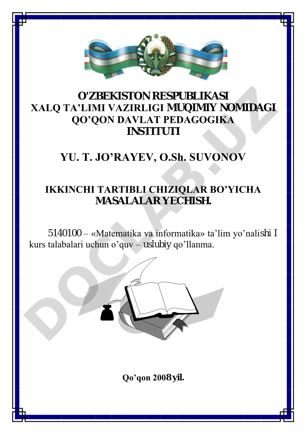 Ikkinchi tartibli chiziqlar bo'yicha masalalar yechish