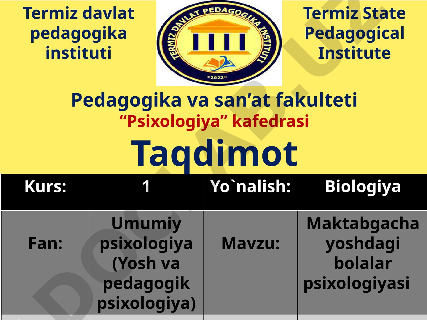 Maktabgacha yoshdagi bolalar psixologiyasi