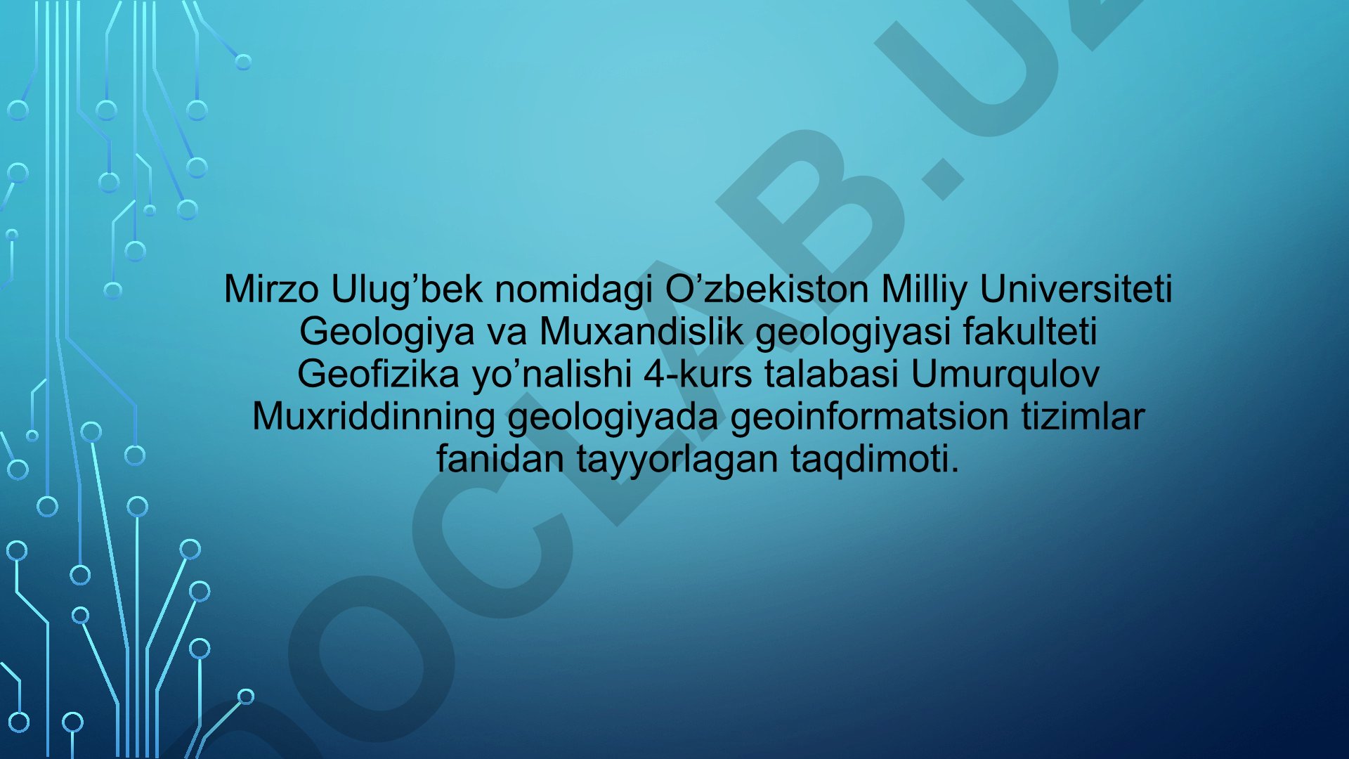 Geoma’lumotlarni GAT da geomodellashtirish va 3D model yaratish