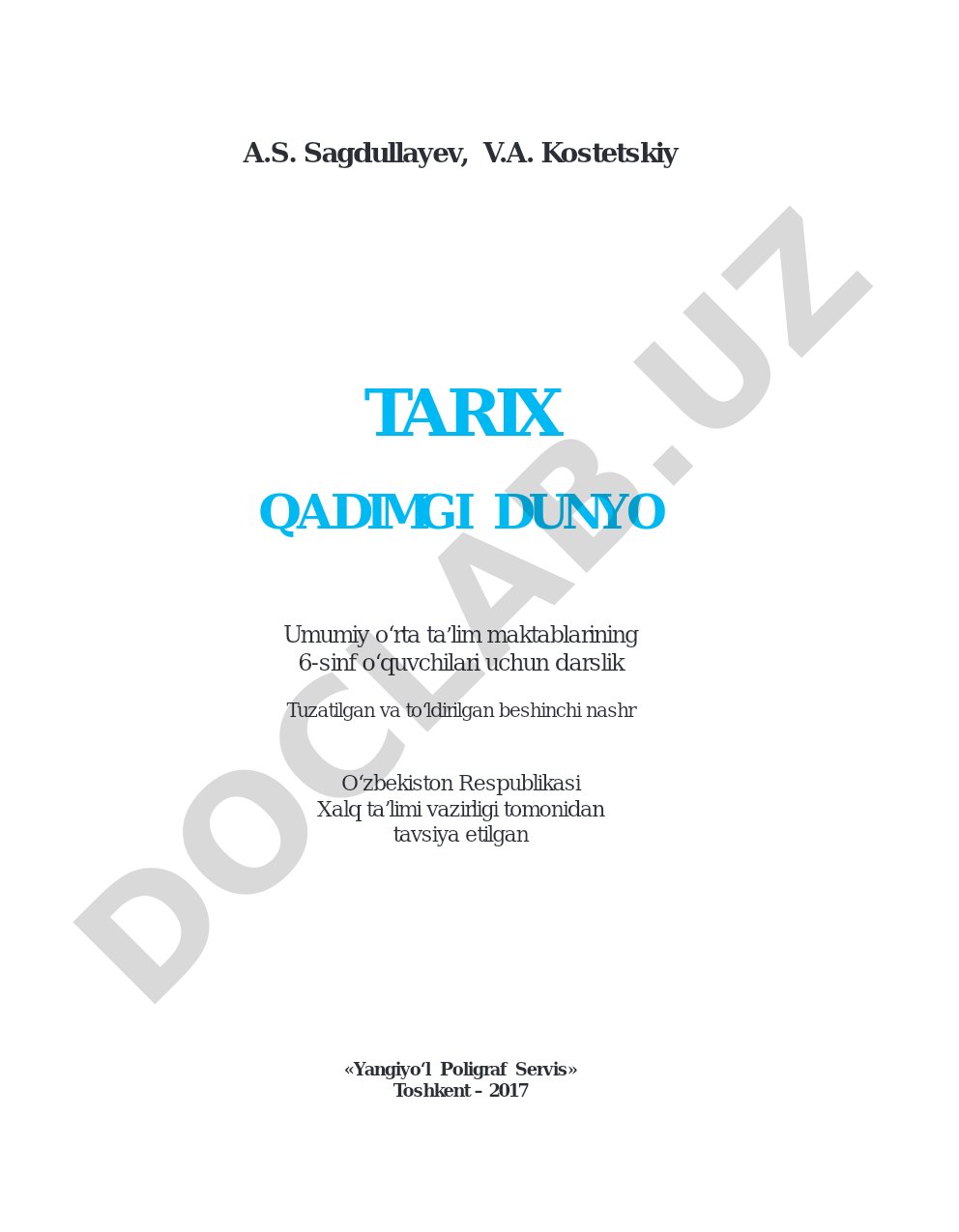 Tarix: Qadimgi dunyo (6-sinf)