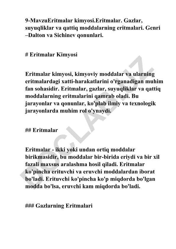 Eritmalar kimyosi
