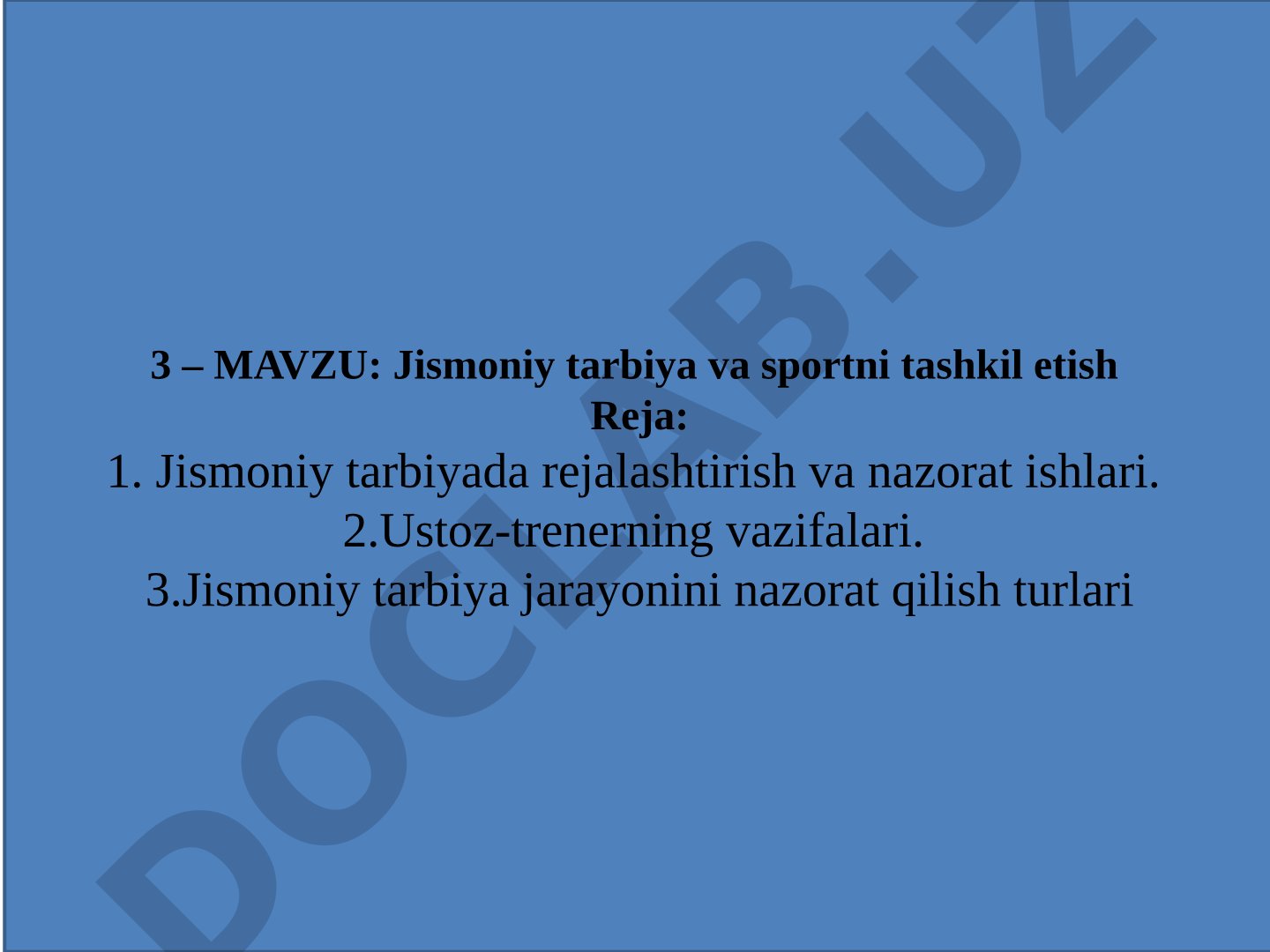 Jismoniy tarbiya va sportni tashkil etish
