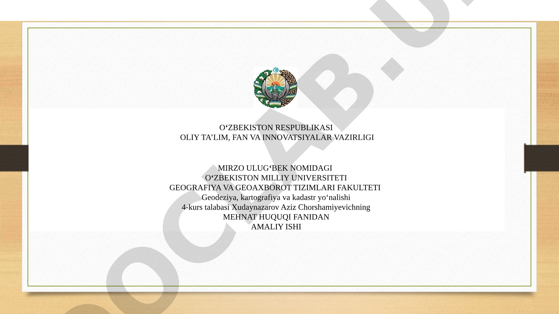 O'zbekiston Respublikasining yangi Mehnat kodeksi