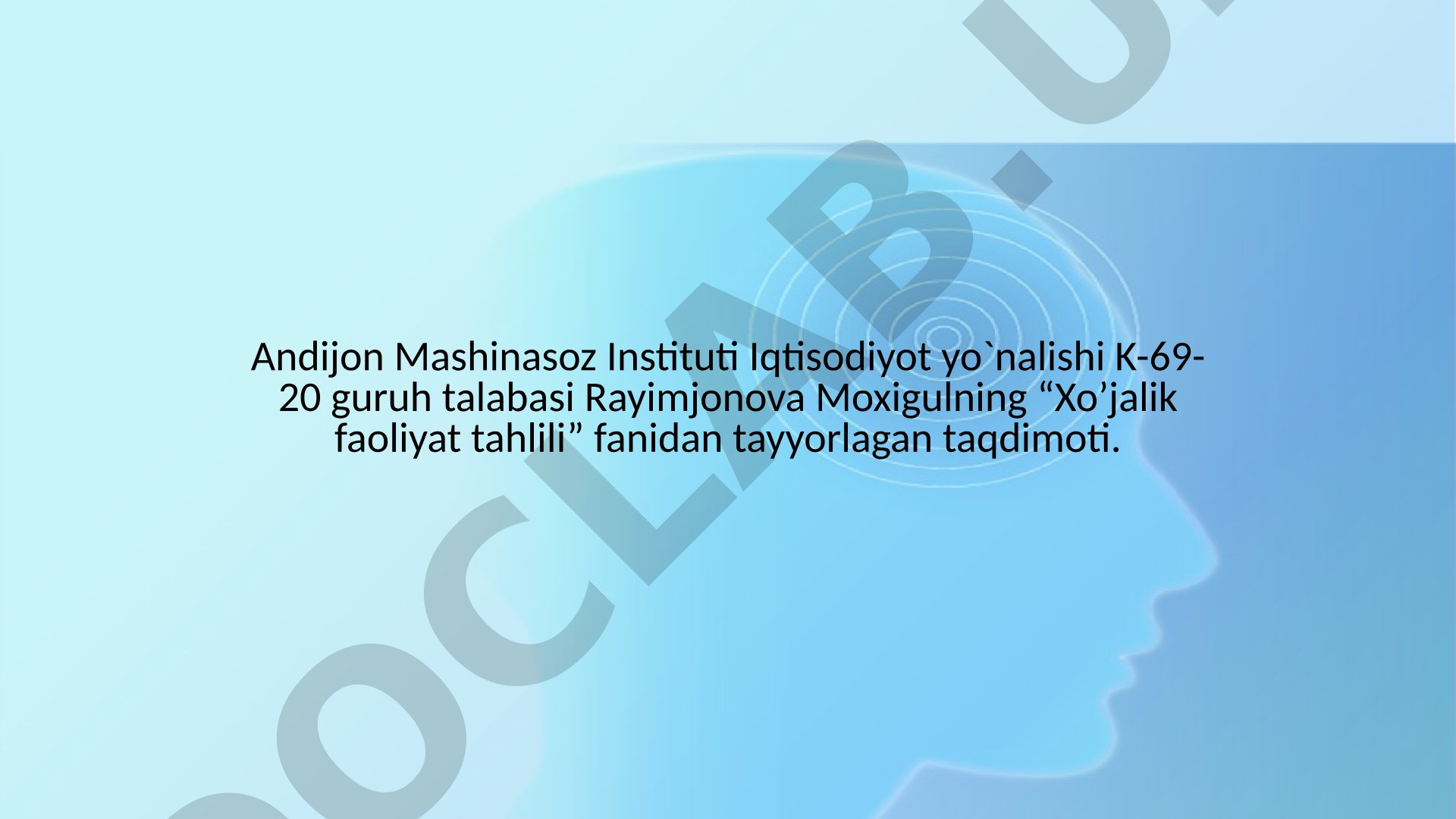 Xo'jalik yurituvchi su'byektning xususiy kapitali tahlili