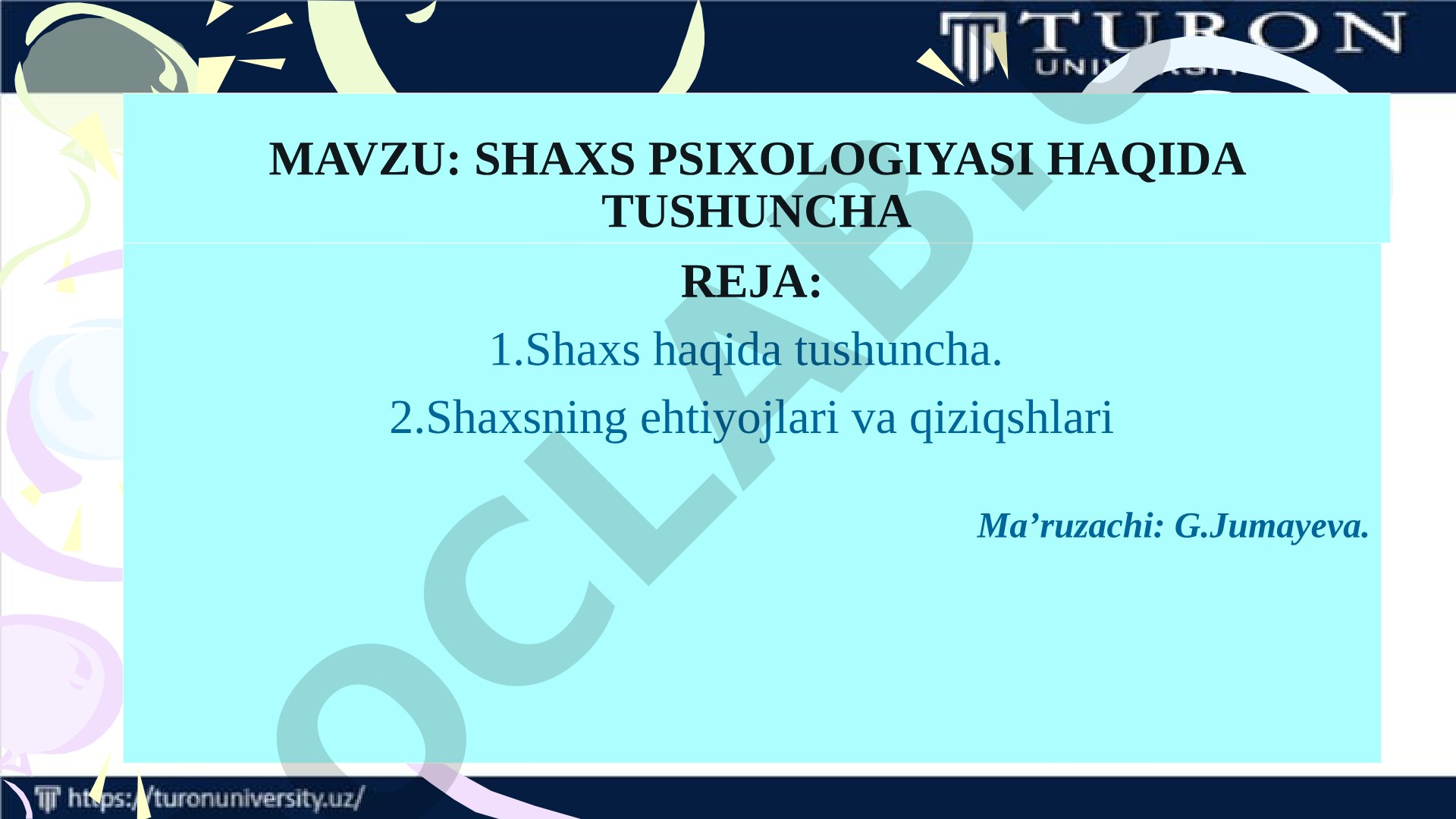 Shaxs psixologiyasi haqida tushuncha
